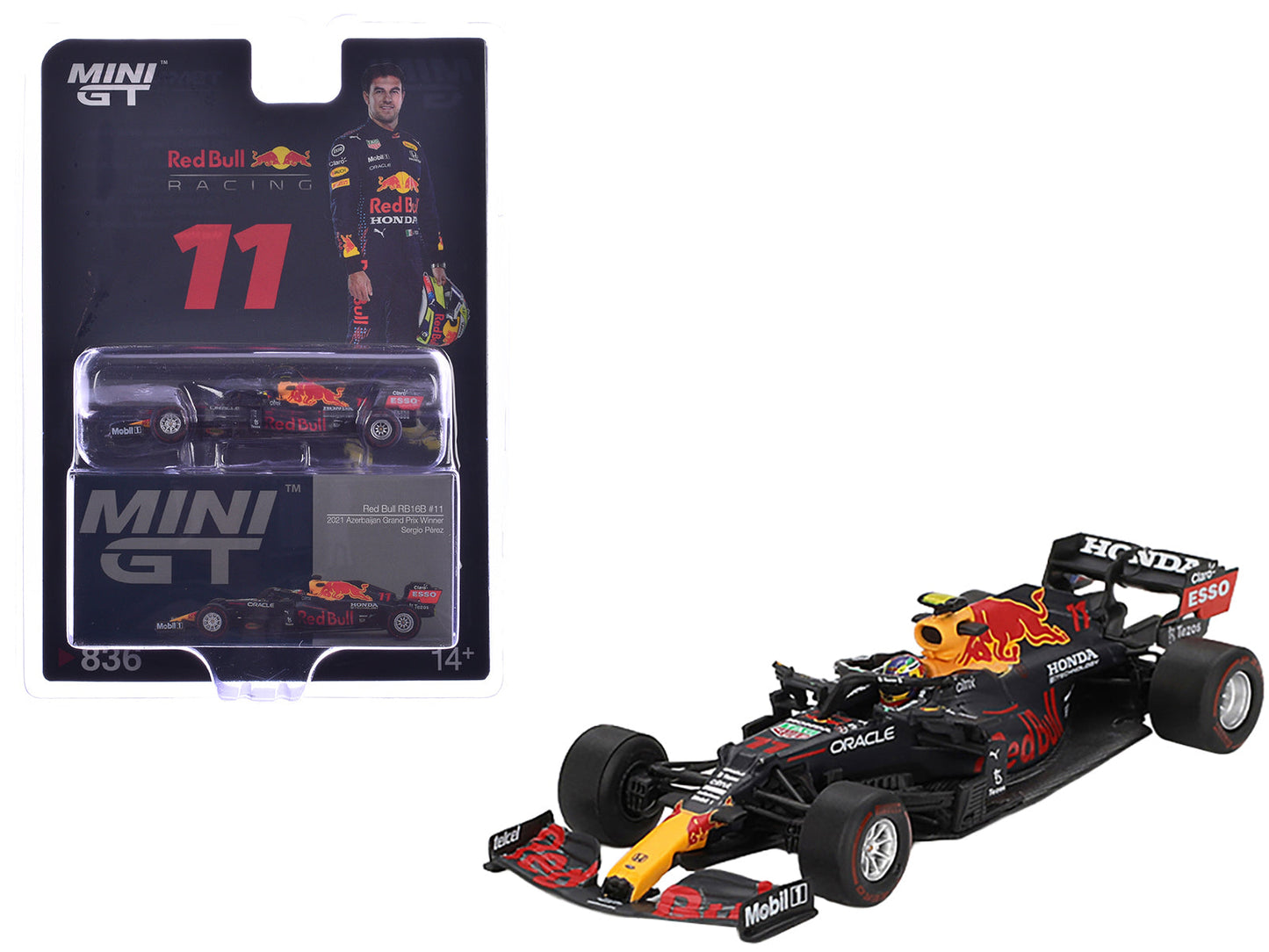Red Bull RB16B #11 Sergio Perez Winner Formula One F1 "Azerbaijan GP" (2021) Limited Edition 1/64 Diecast Model Car by Mini GT free shipping USA
