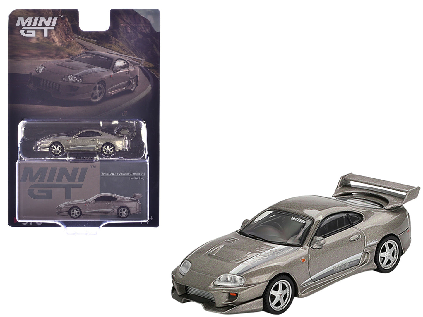 Toyota Supra "VeilSide Combat V-II" Combat Gray Metallic Limited Edition 1/64 Diecast Model Car by Mini GT free shipping USA