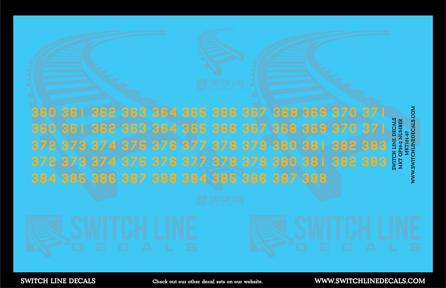 HO Scale MKT GP39-2 Numbers Decal Set