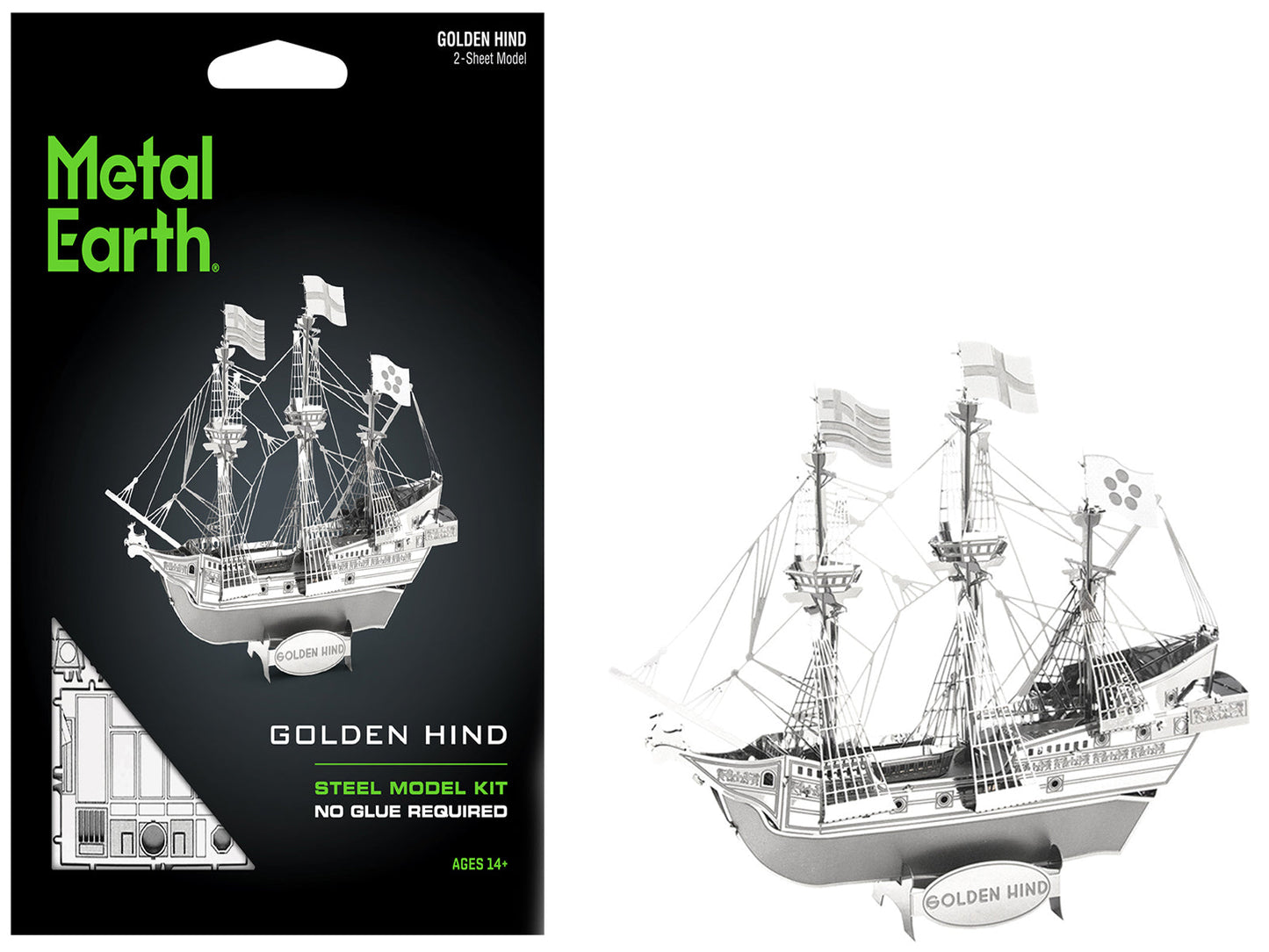 Model Kit Golden Hind Galleon (Moderate Difficulty) Steel Model by Metal Earth - Use code SHOPAPP15 to get 15 percent off free shipping USA