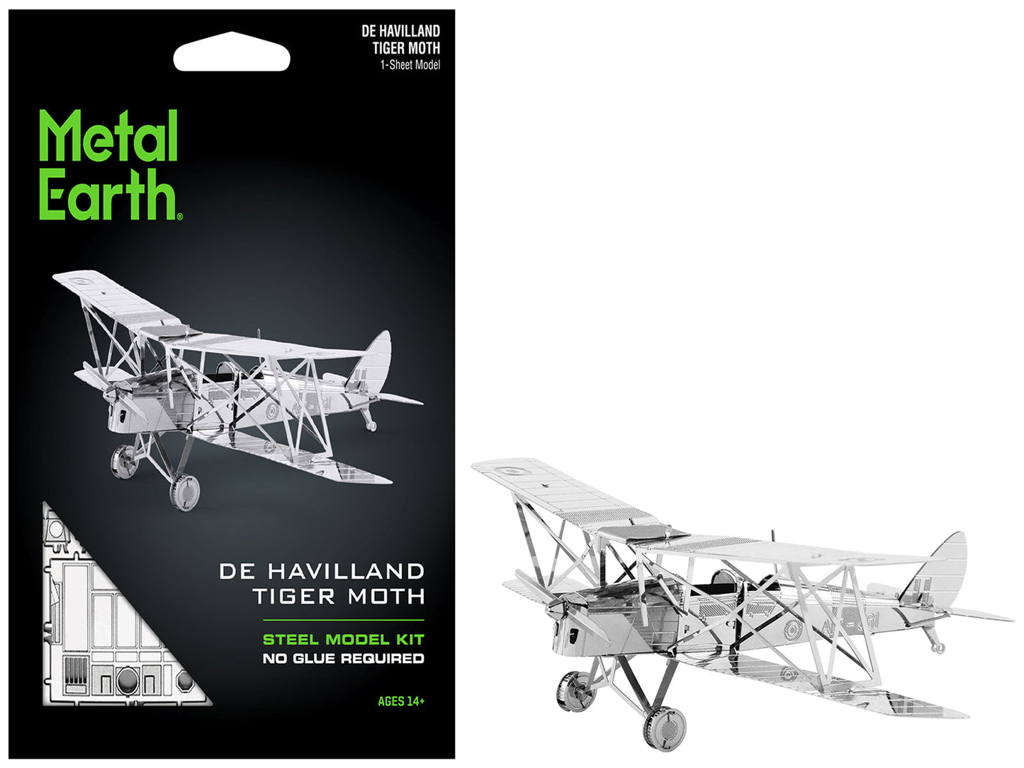 Model Kit De Havilland Tiger Moth Trainer Aircraft (Moderate Difficulty) Steel Model by Metal Earth - Use code SHOPAPP15 to get 15 percent off free shipping USA