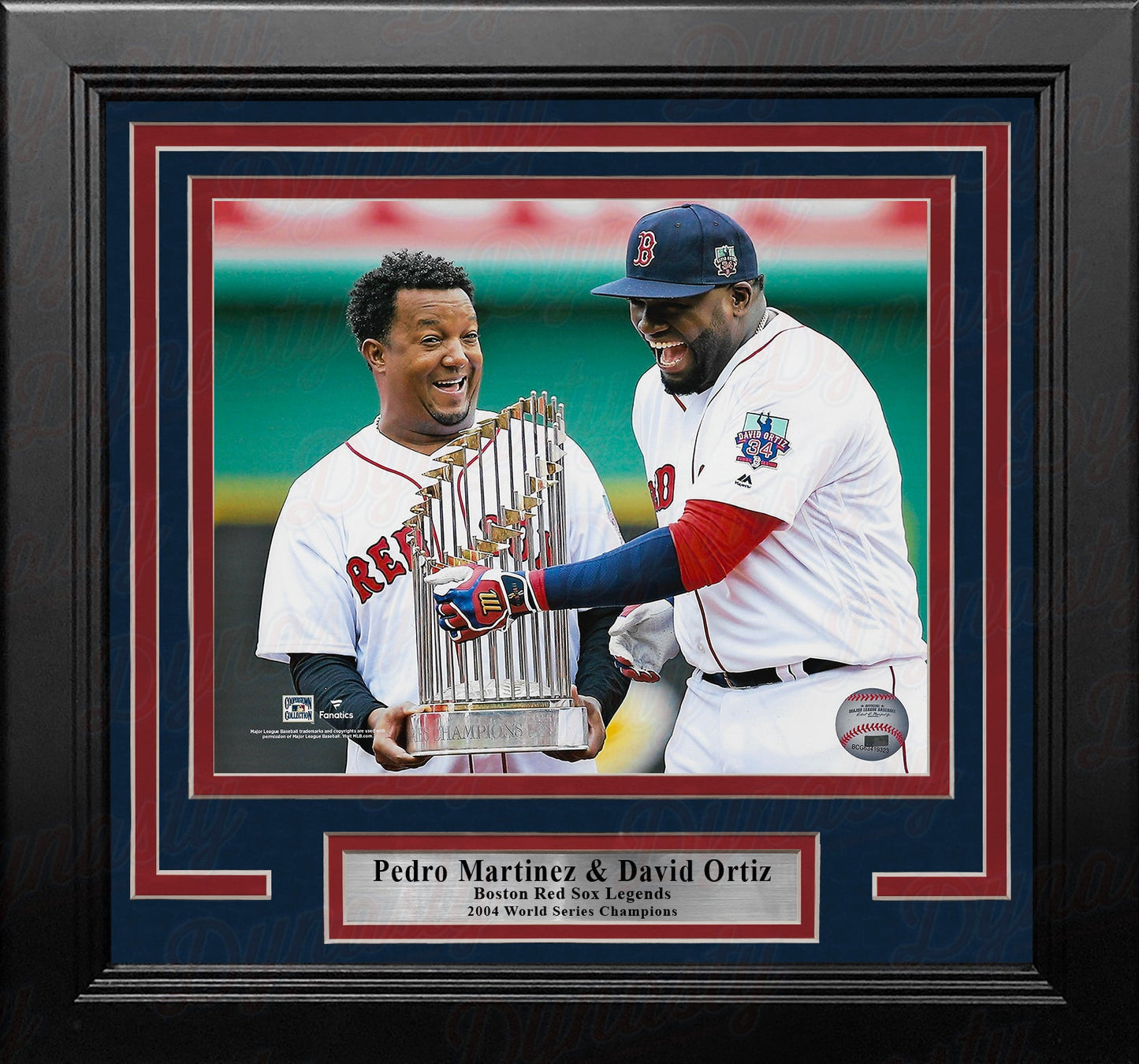 Pedro Martinez & David Ortiz World Series Trophy Boston Red Sox 8" x 10" Framed Baseball Photo