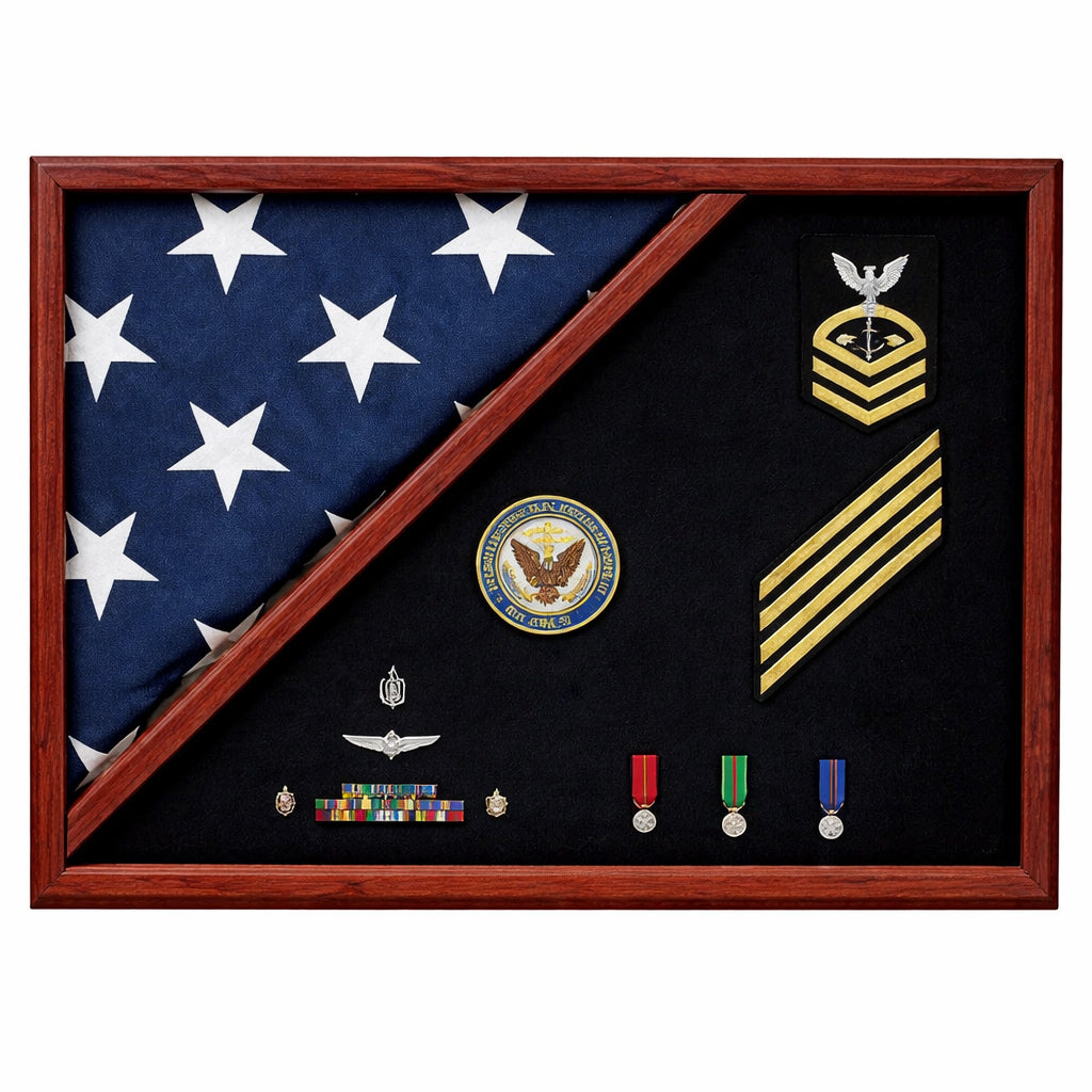 Flag Connections Military Shadow Box, Military Medals Display Case