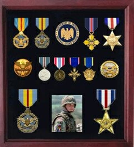 Military Medal Display case, American medal Shadowbox - Black