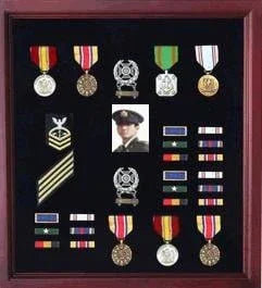 Officers Flag Display Case Plus Photo Cherry, Fit 5ft x 9.5ft Flags.
