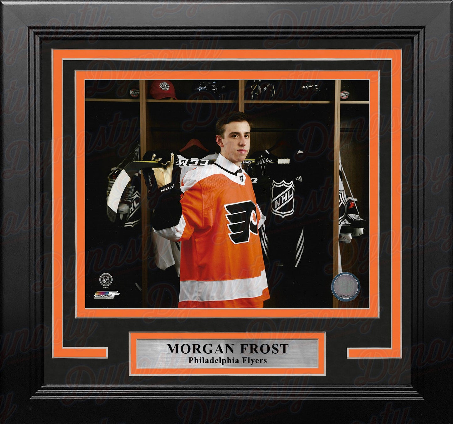 Morgan Frost Locker Room Philadelphia Flyers 8" x 10" Framed Hockey Photo