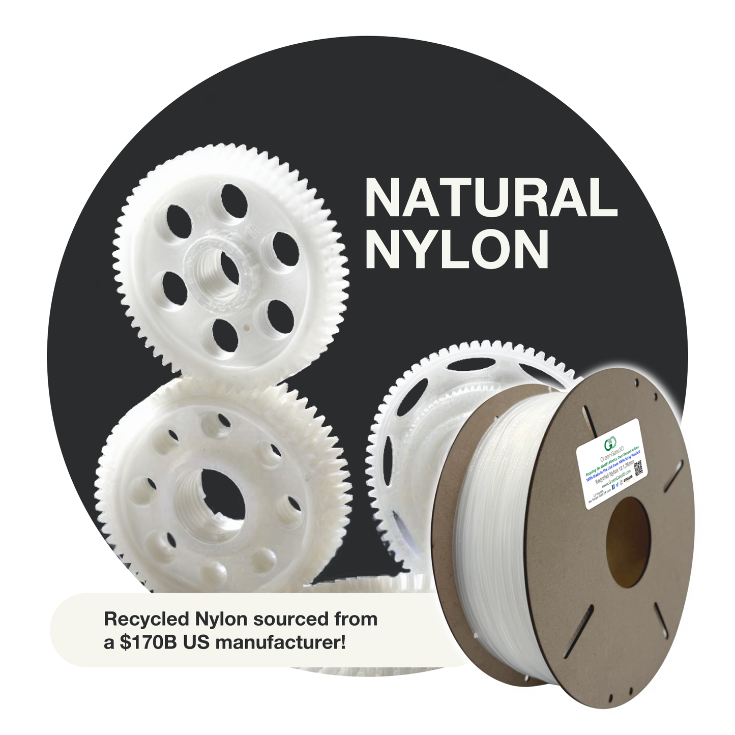Natural: Recycled Nylon 12 (PA12)