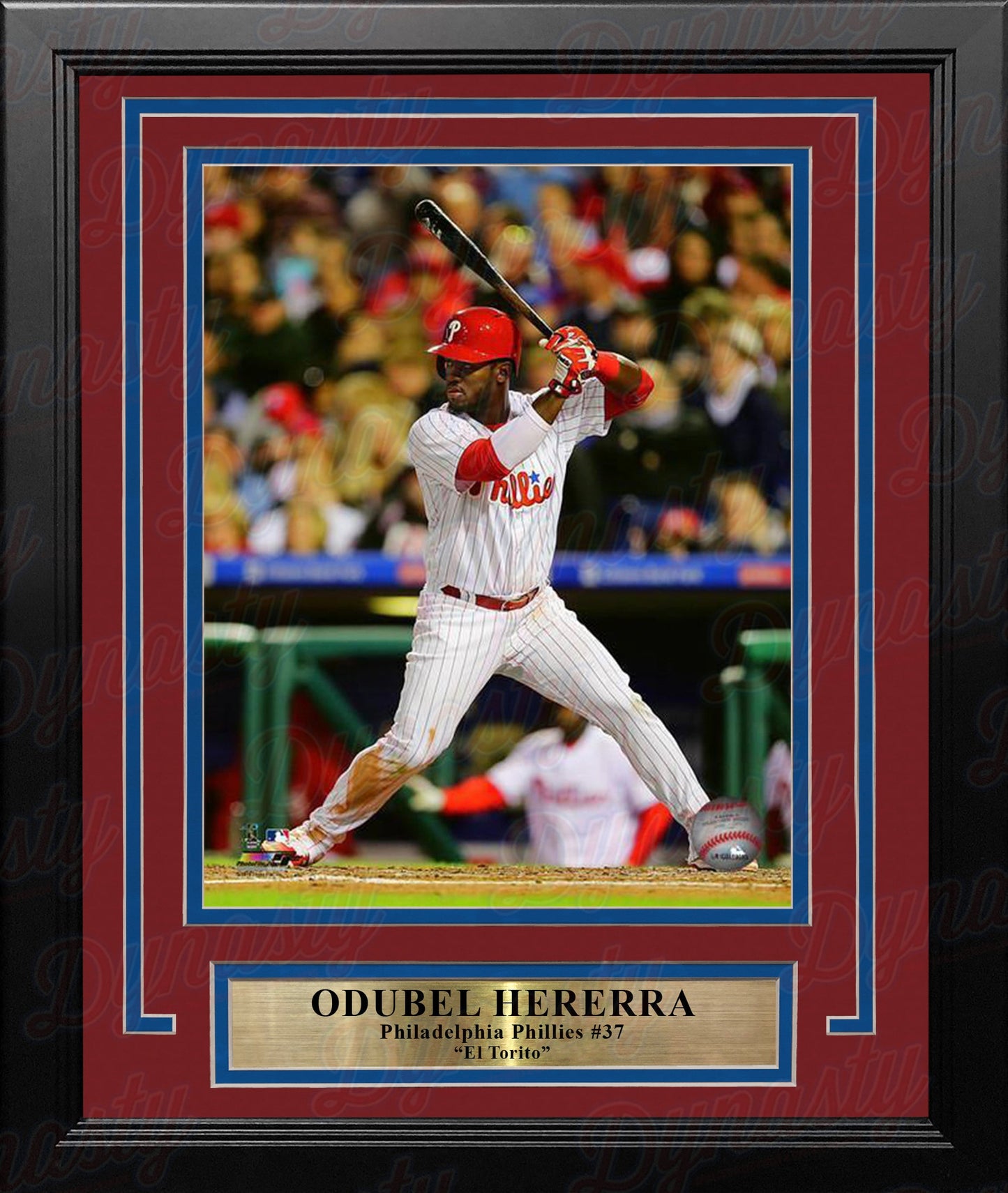 Odubel Herrera Philadelphia Phillies At-Bat MLB Baseball Framed and Matted Photo