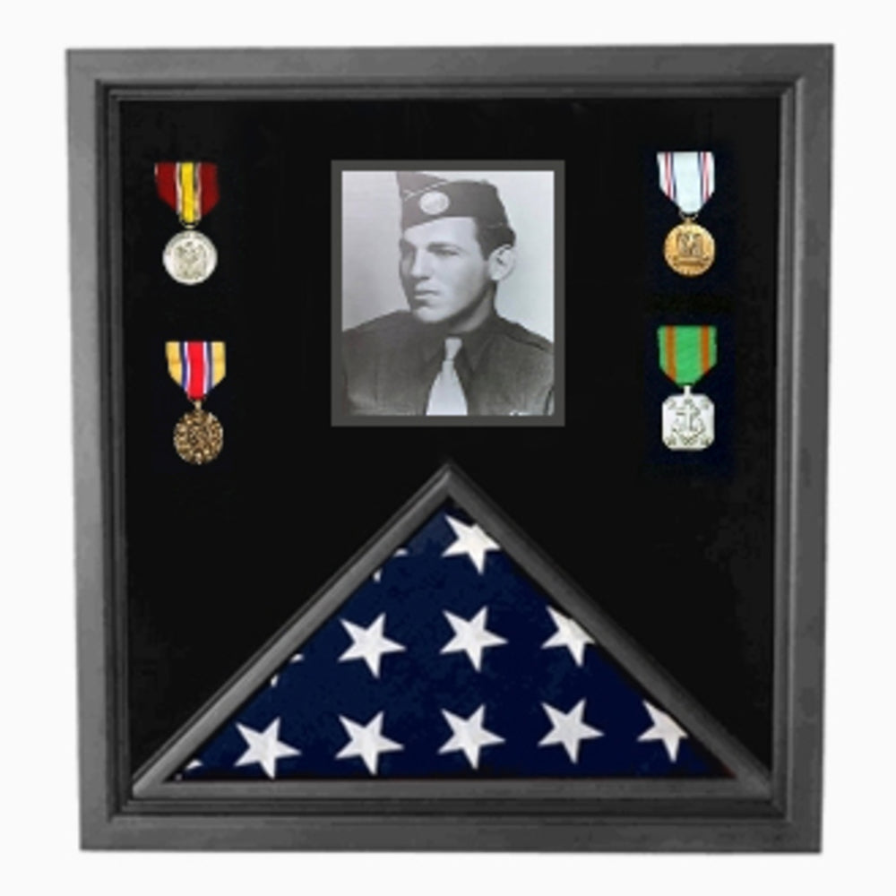 Photo Flag and Medal Display Case, Flag and Photo Frame.