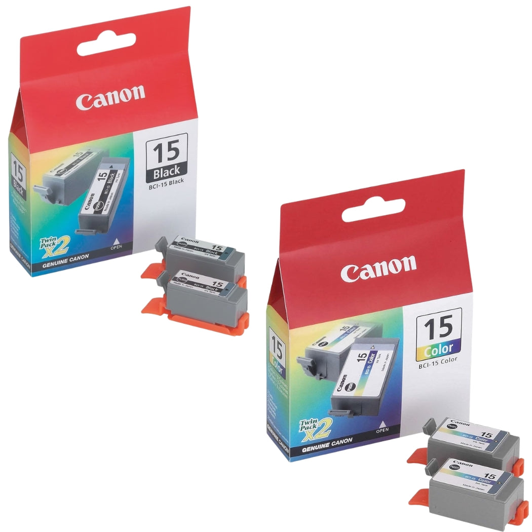 New, Pre-Owned - Canon BCI-15 Black and Color Ink Cartridge-4 Pack