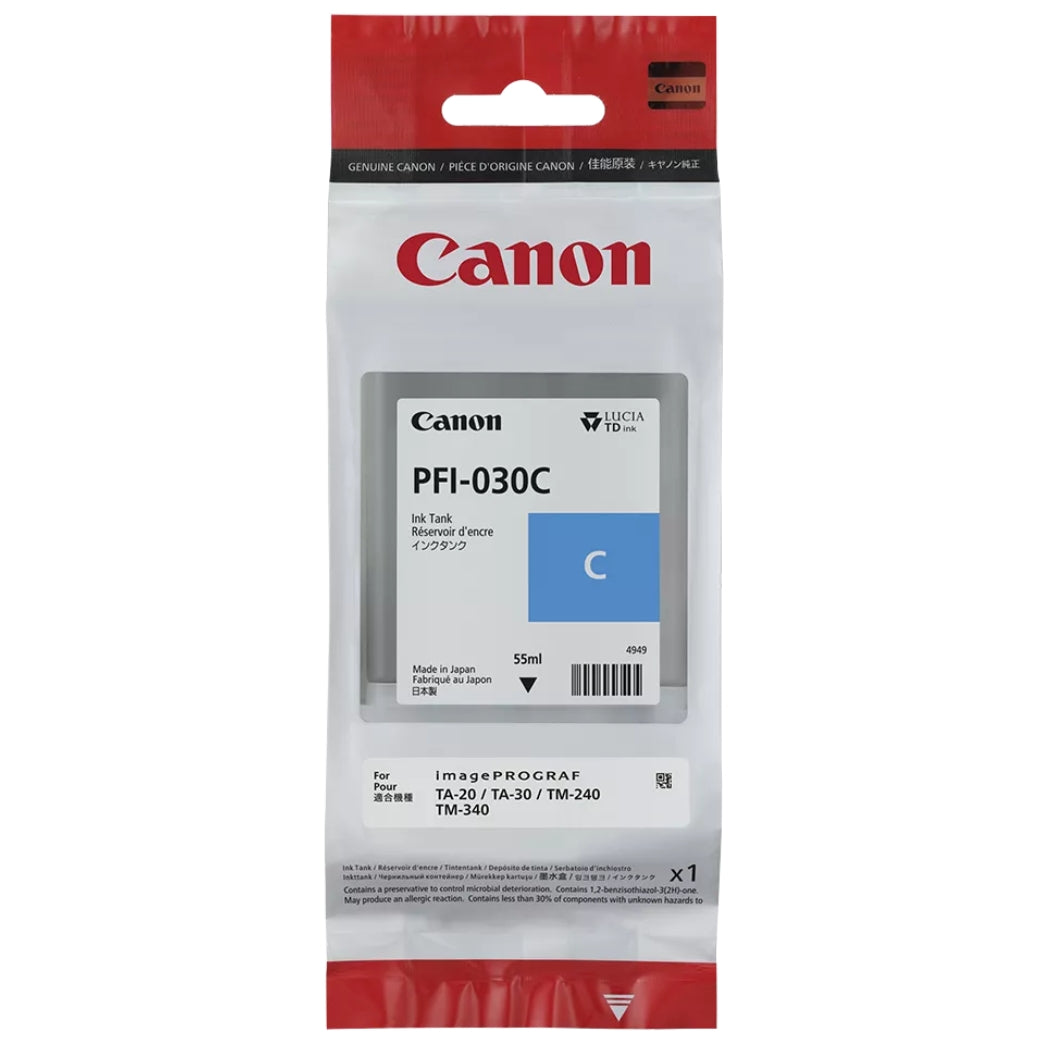 New, Pre-Owned - Canon PFI-030 Standard Yield Cyan Ink Cartridge, 3490C001