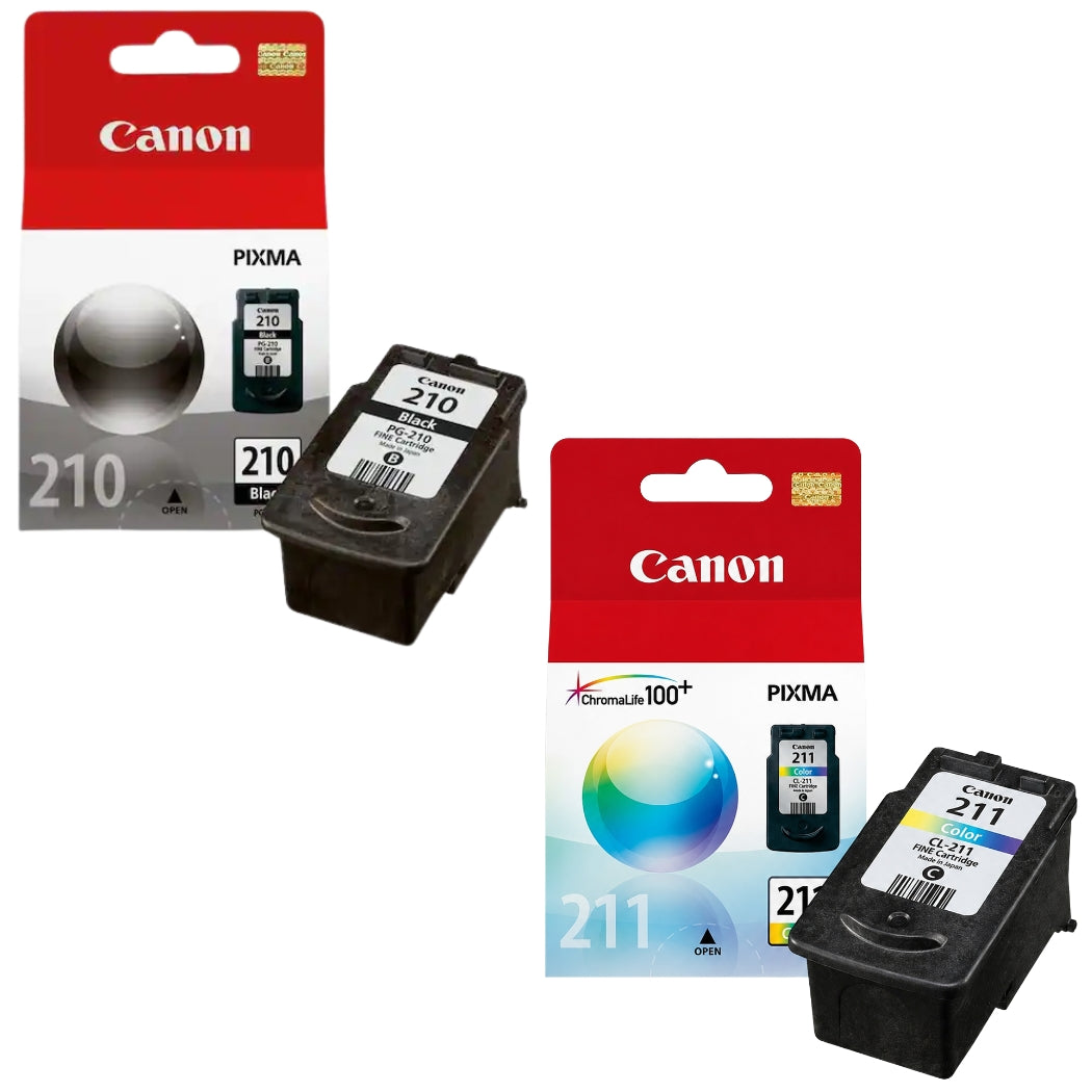New, Pre-Owned - Canon PG-210 / CL-211 Black and Color Ink Cartridges
