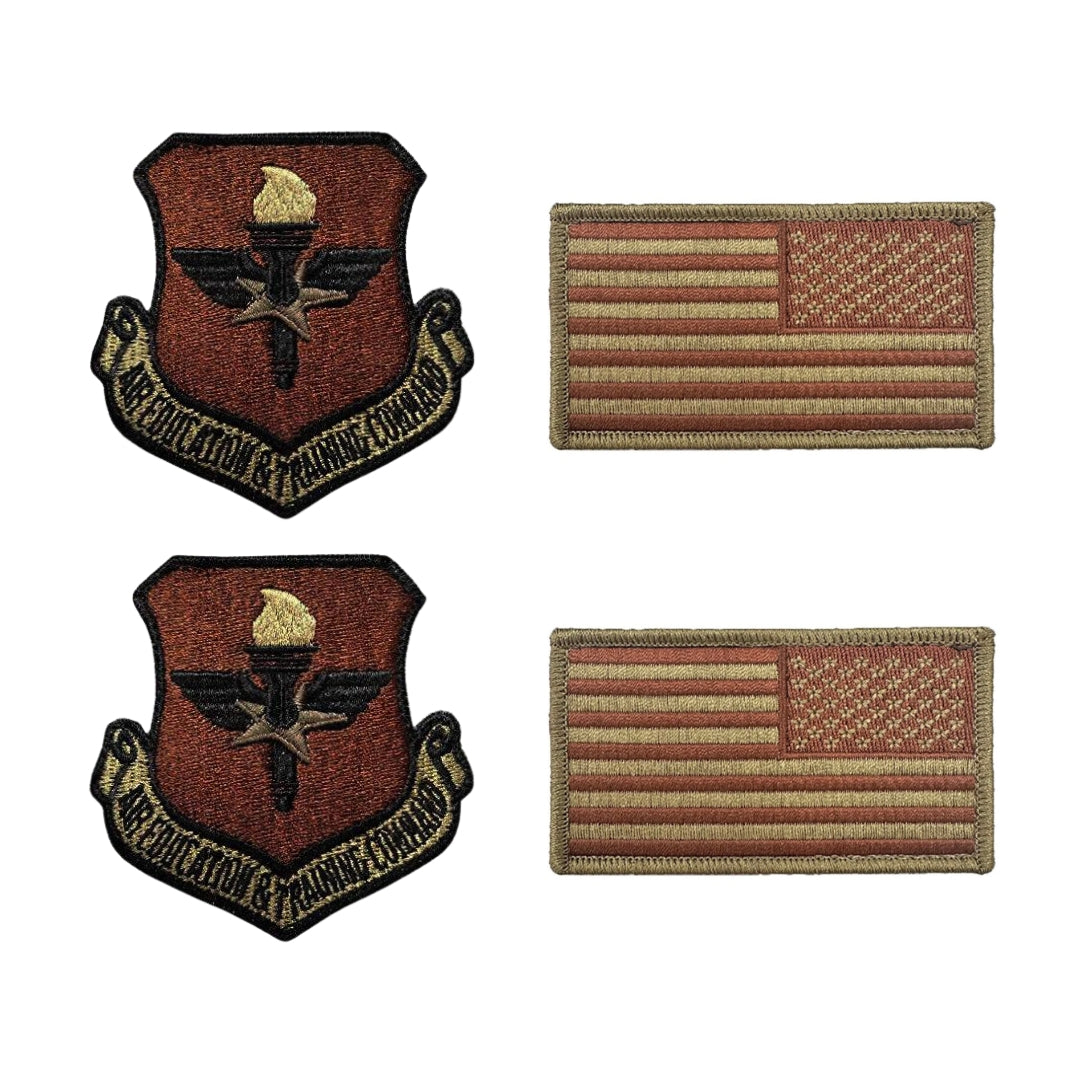 US Air Force Air Education and Training Command OCP Spice Brown Patch and Flag Bundle