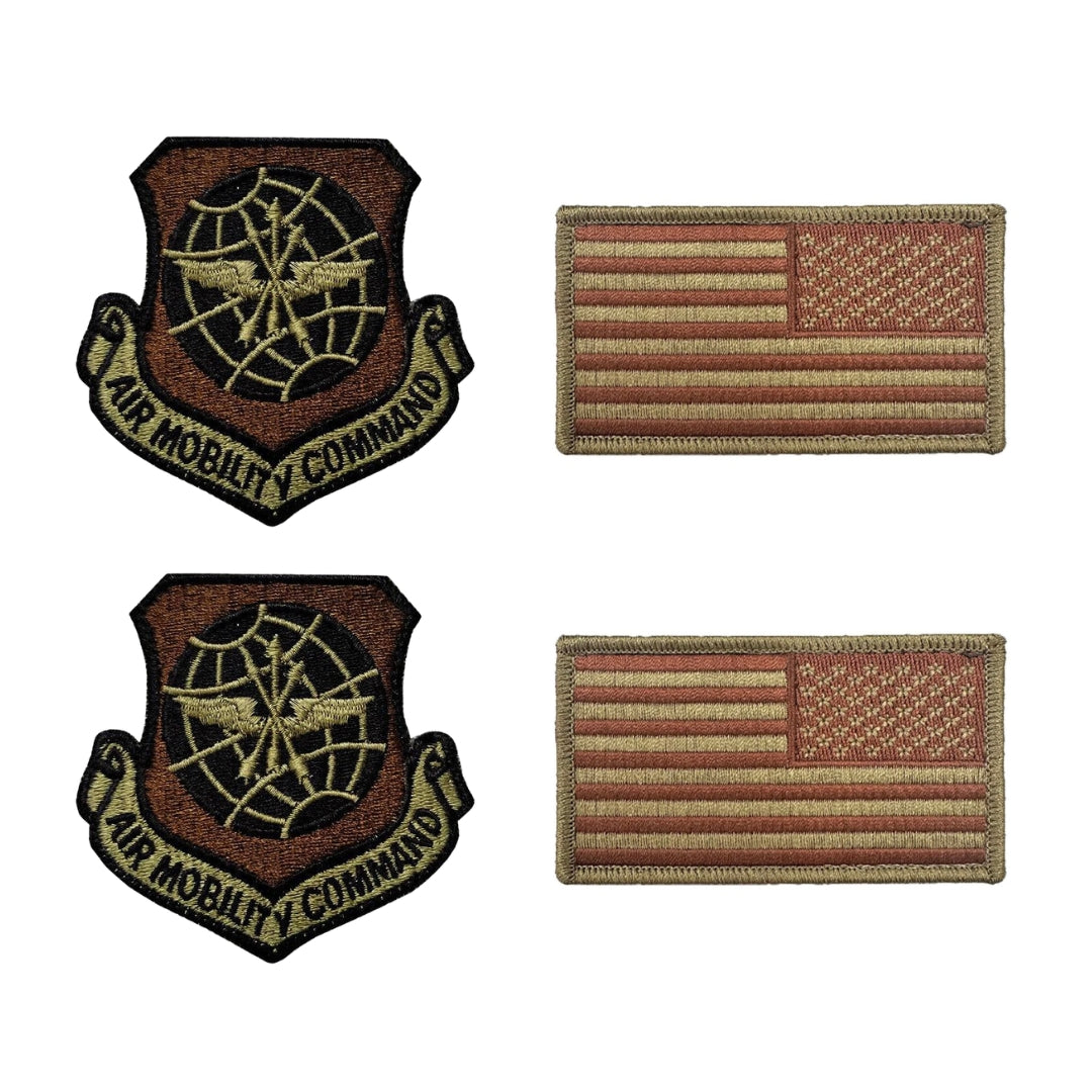 US Air Force Air Mobility Command OCP Spice Brown Patch and Flag Bundle