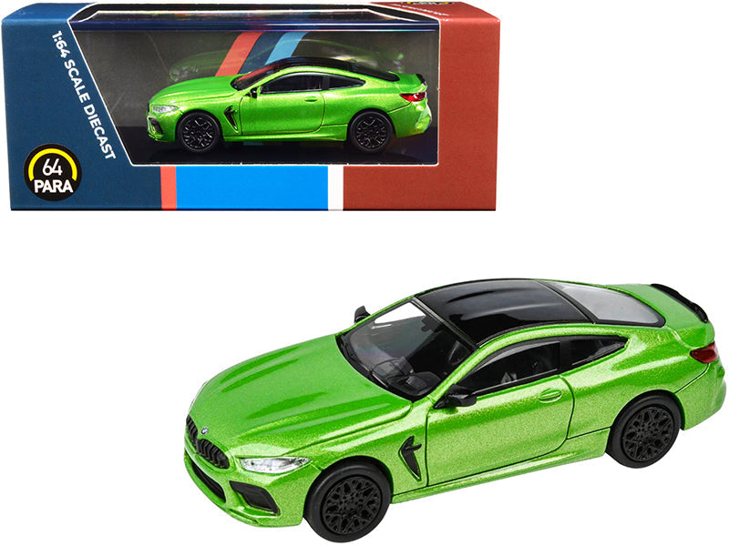 BMW M8 Coupe Java Green Metallic with Black Top 1/64 Diecast Model Car by Paragon free shipping USA