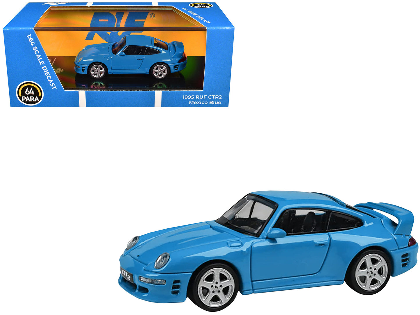 1995 RUF CTR2 Mexico Blue 1/64 Diecast Model Car by Paragon Models free shipping USA