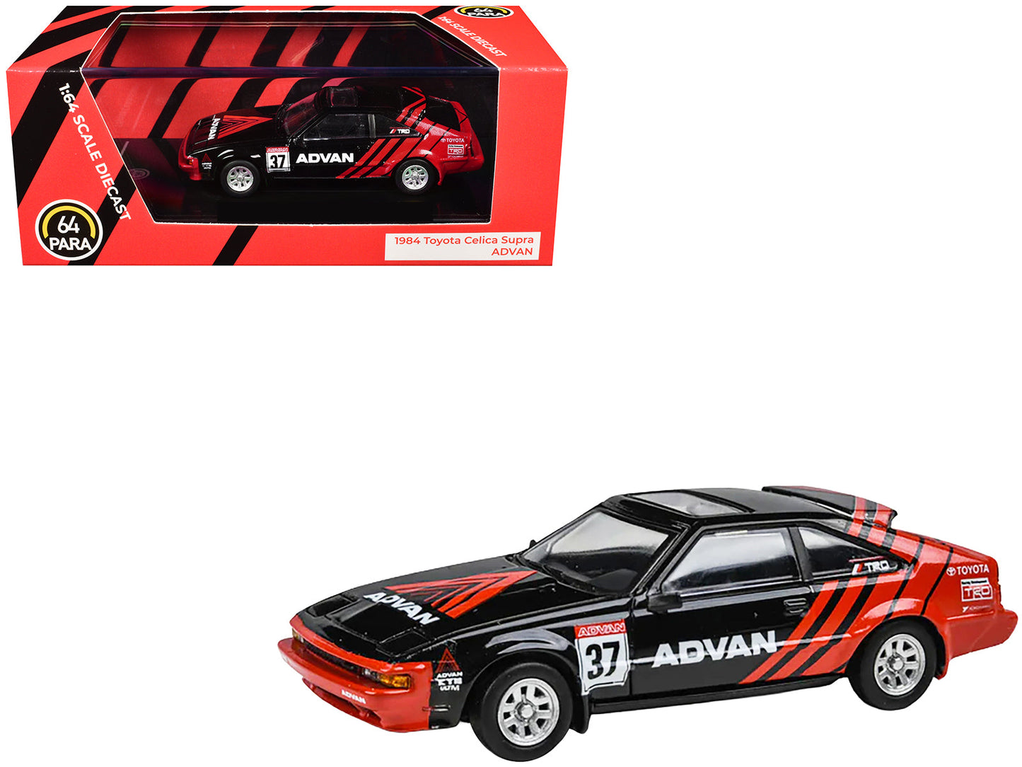 1984 Toyota Celica Supra #37 "ADVAN" Black and Red 1/64 Diecast Model Car by Paragon Models free shipping USA