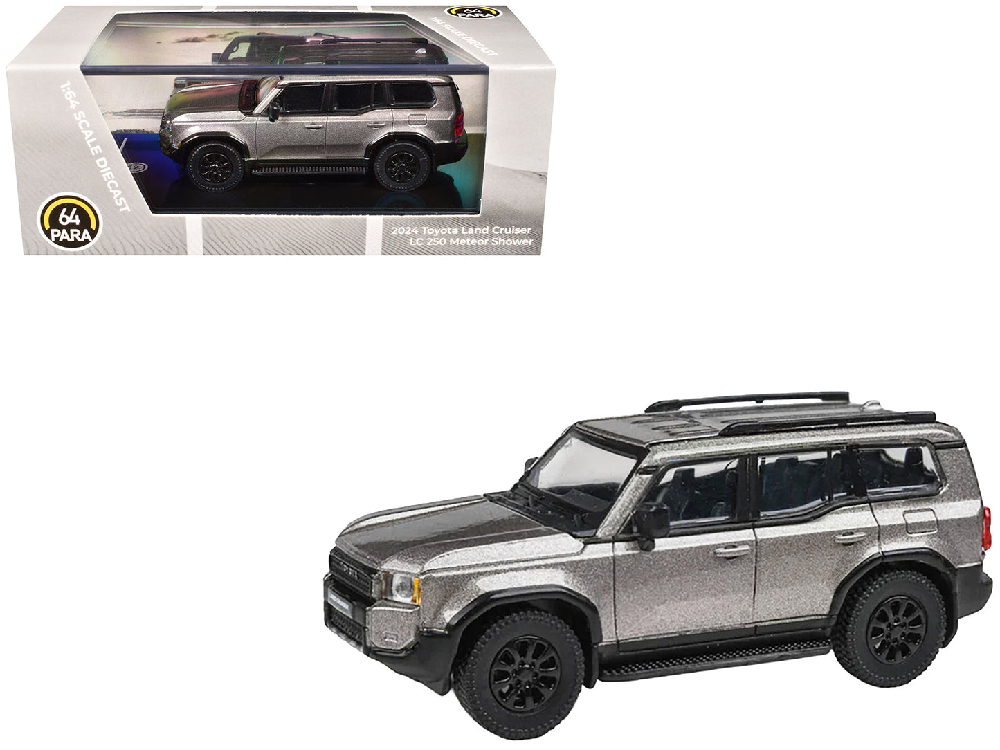 2024 Toyota Land Cruiser 250 Prado Meteor Shower Silver Metallic 1/64 Diecast Model Car by Paragon Models free shipping USA