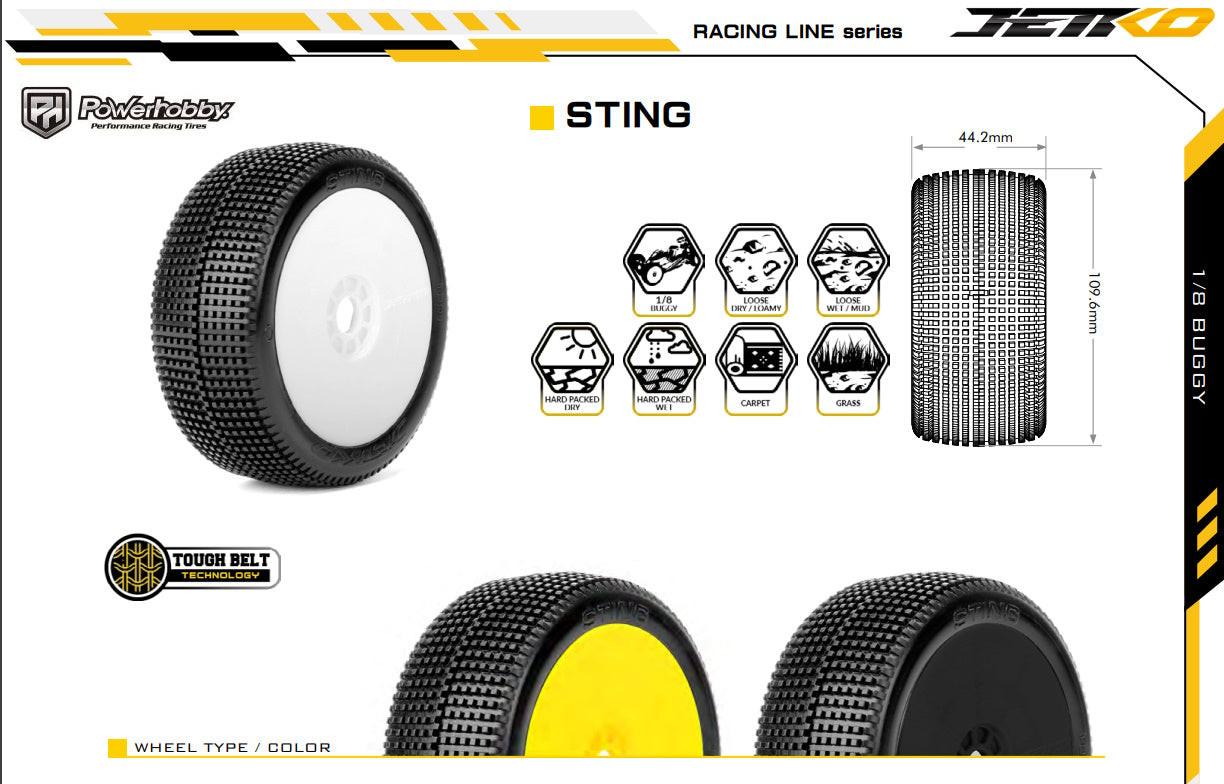 Powerhobby Sting 1/8 Buggy Mounted Tires Yellow (2) Super Soft