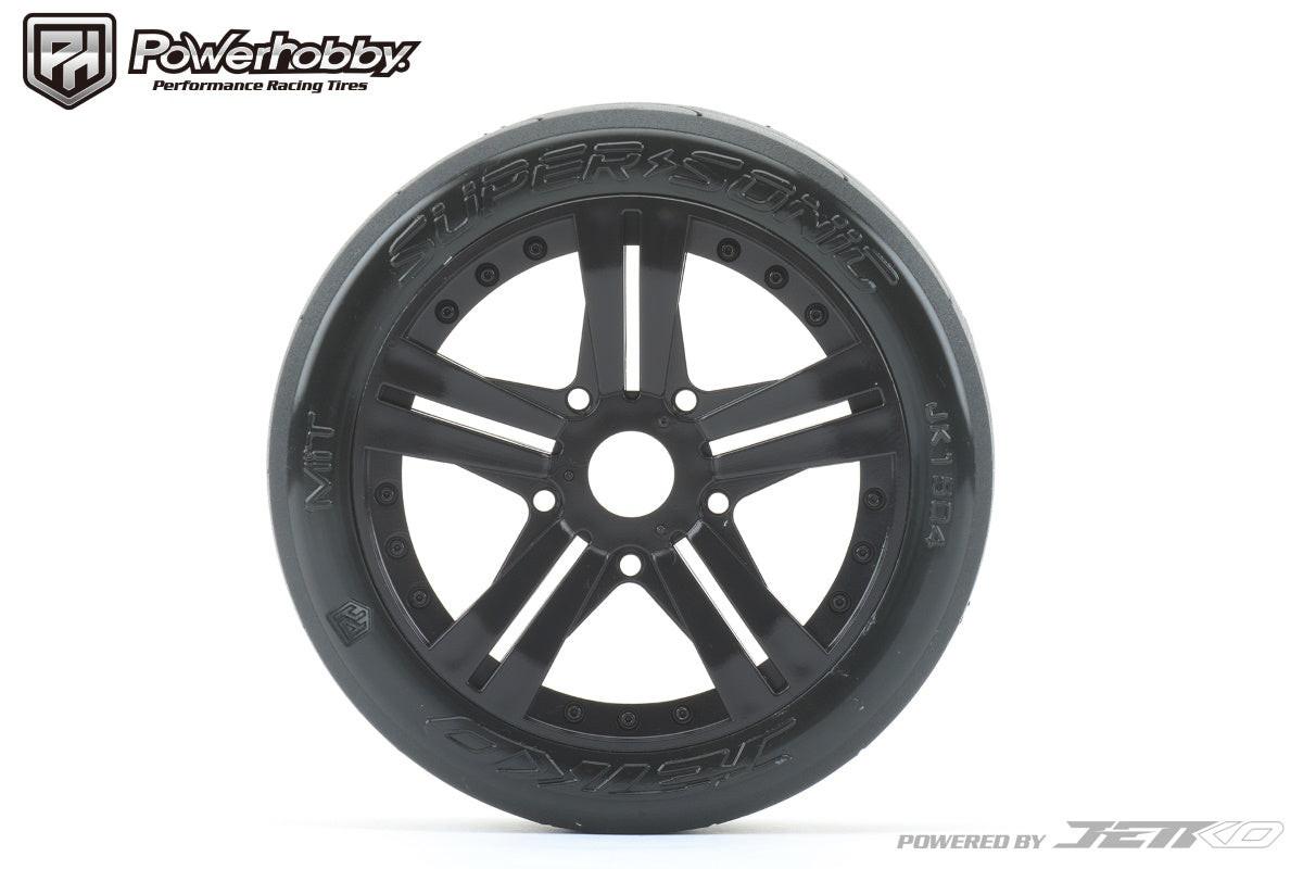 Powerhobby 1/8 Buggy Super Sonic BELTED Tires Mounted on Black Claw Rims