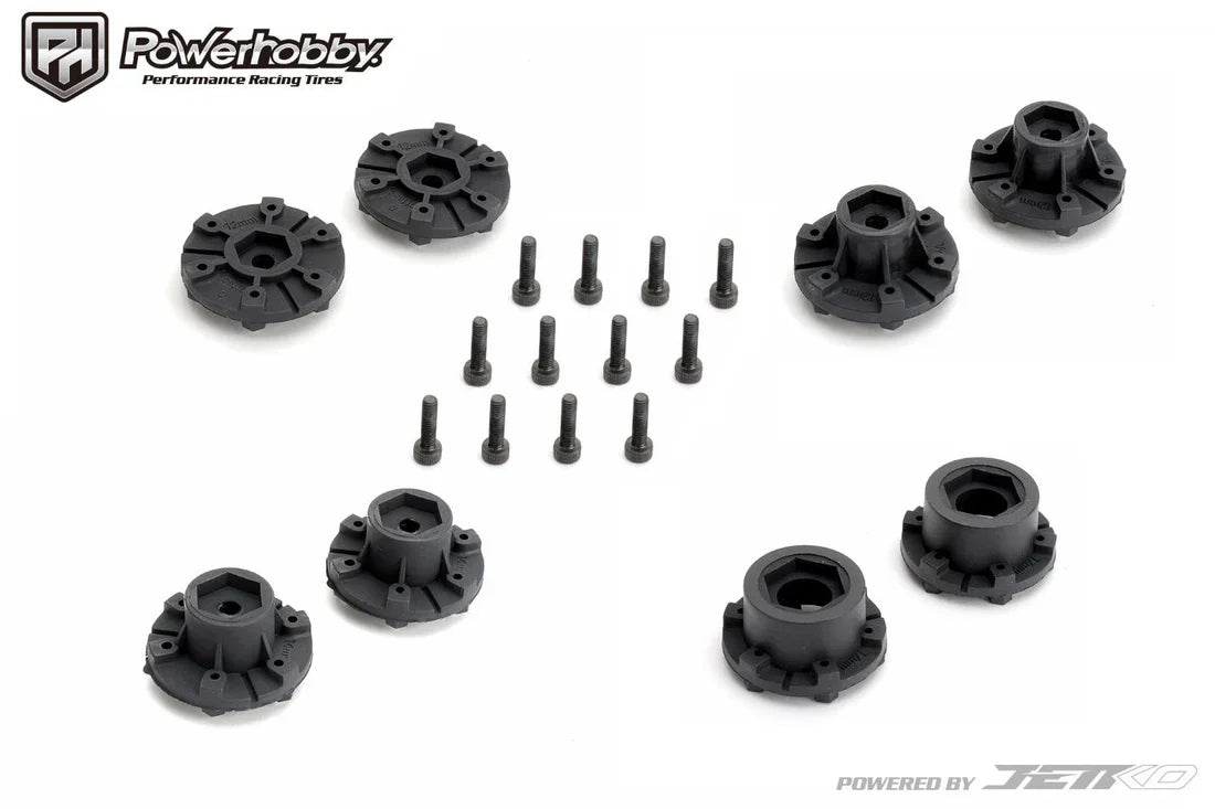 Powerhobby 1/10 2.8" MT Defender Belted Mounted Tires (2) w/ Removable Hex Wheels