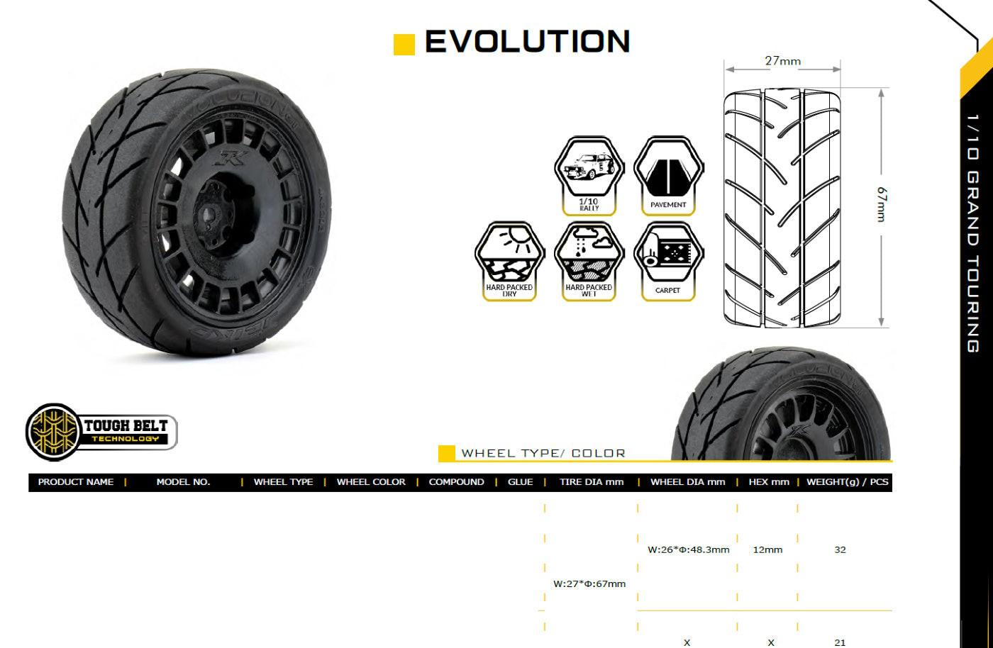 Powerhobby 1/10 Rally Car Evolution Mounted Tires Radial Wheels (4) Super Soft