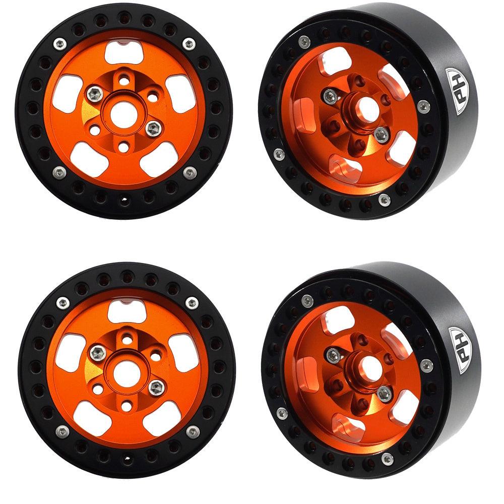 Powerhobby Aluminum 1.9" Beadlock Wheels Orange (4) 1/10 Rock Crawler