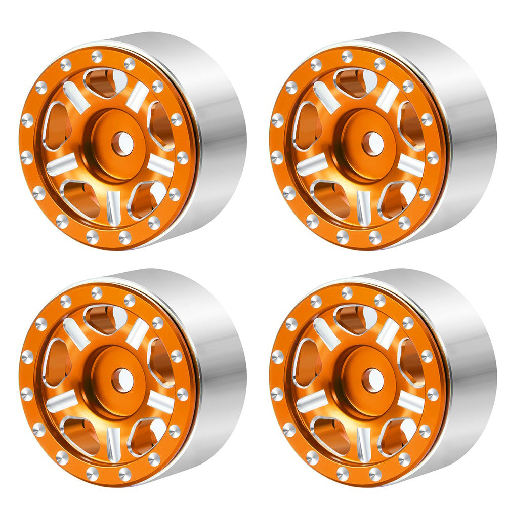 Powerhobby 1.0" Beadlock Wheels Orange (4) 1/24 Rock Crawler