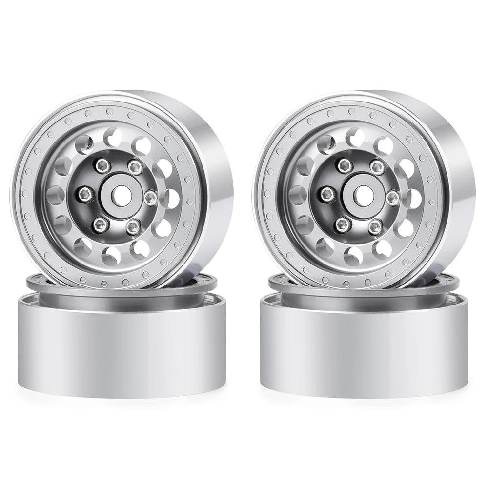 Powerhobby 1.0" Beadlock Wheels Silver (4) 1/24 Rock Crawler