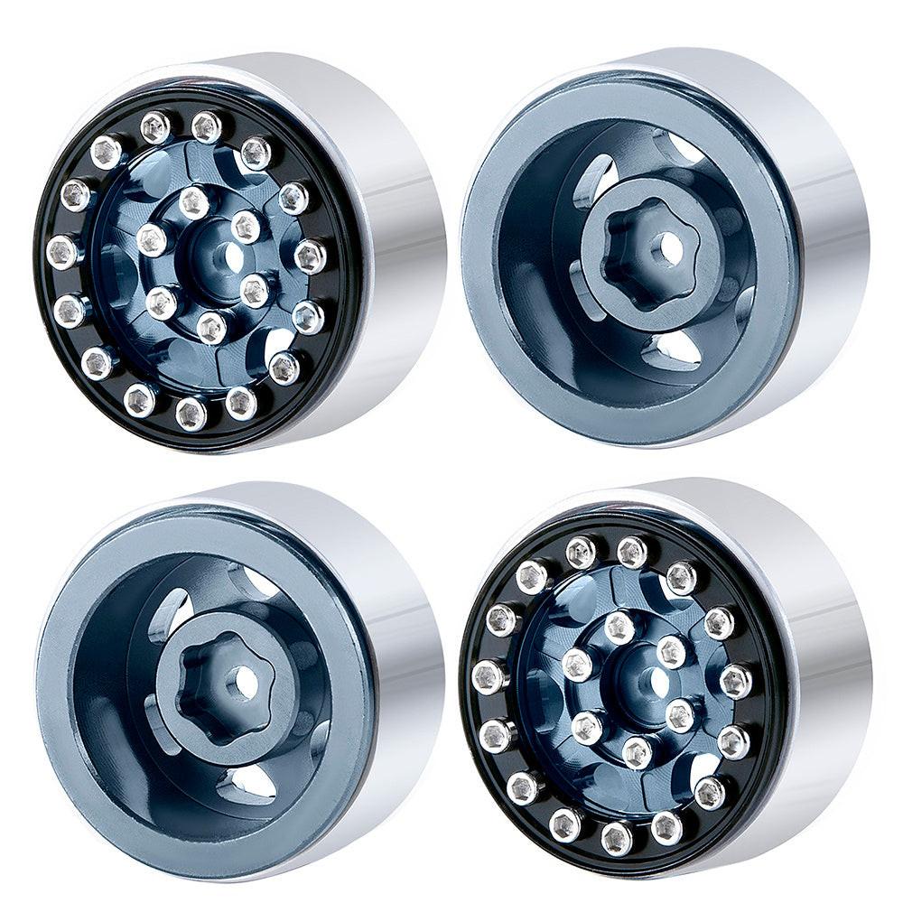 Powerhobby 1.0" Beadlock Wheels Grey / Black (4) 1/24 Rock Crawler