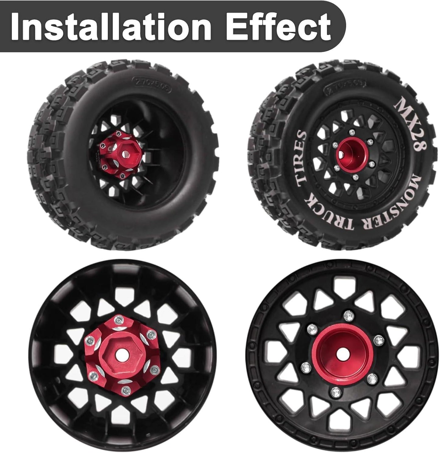 Powerhobby 6x30 to 14mm Aluminum Hex Adapters (4) Pro-Line Arrma Senton Granite Wheel