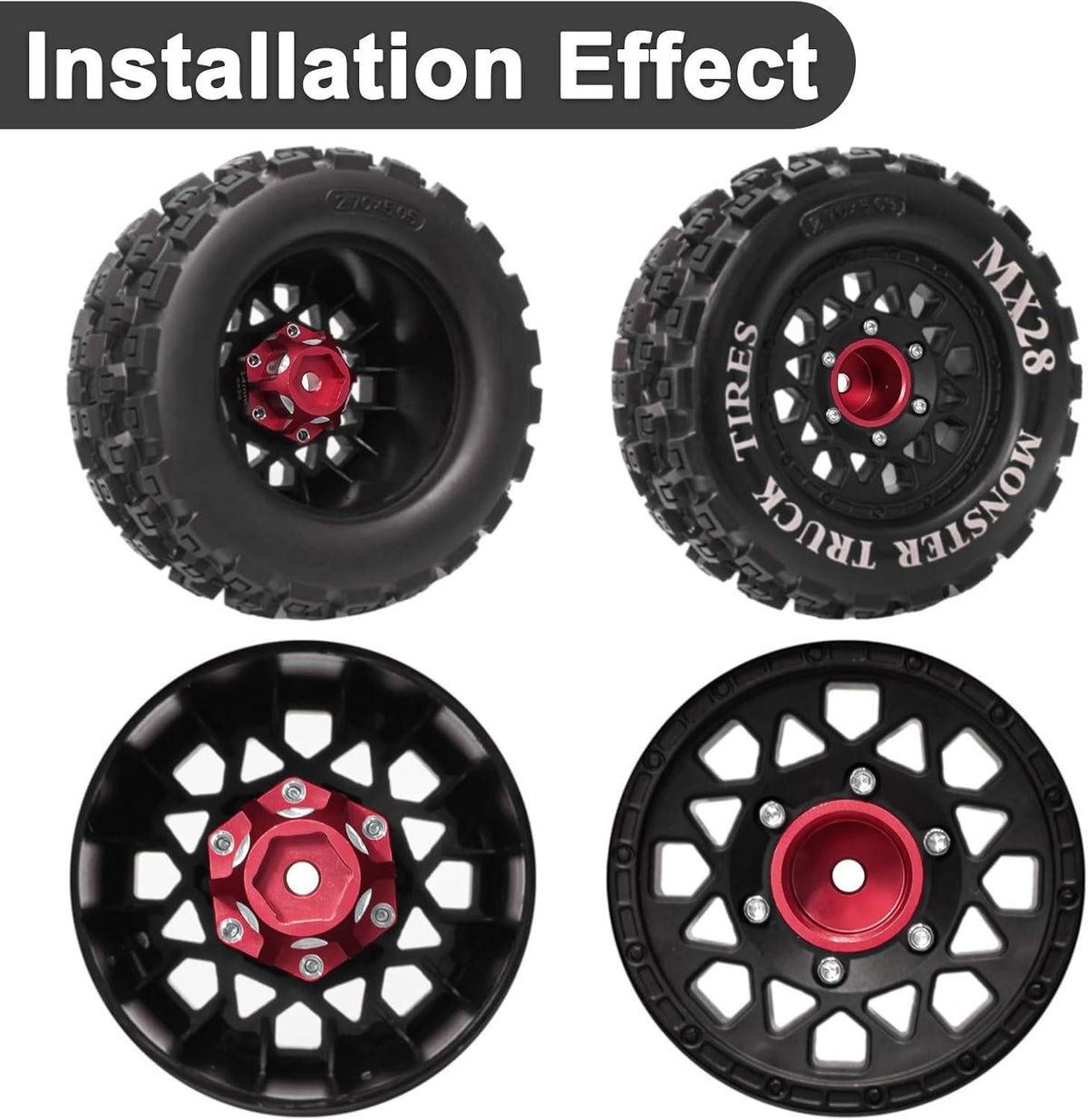 Powerhobby 6x30 to 14mm Aluminum Hex Adapters (4) Pro-Line Arrma Senton Granite Wheel