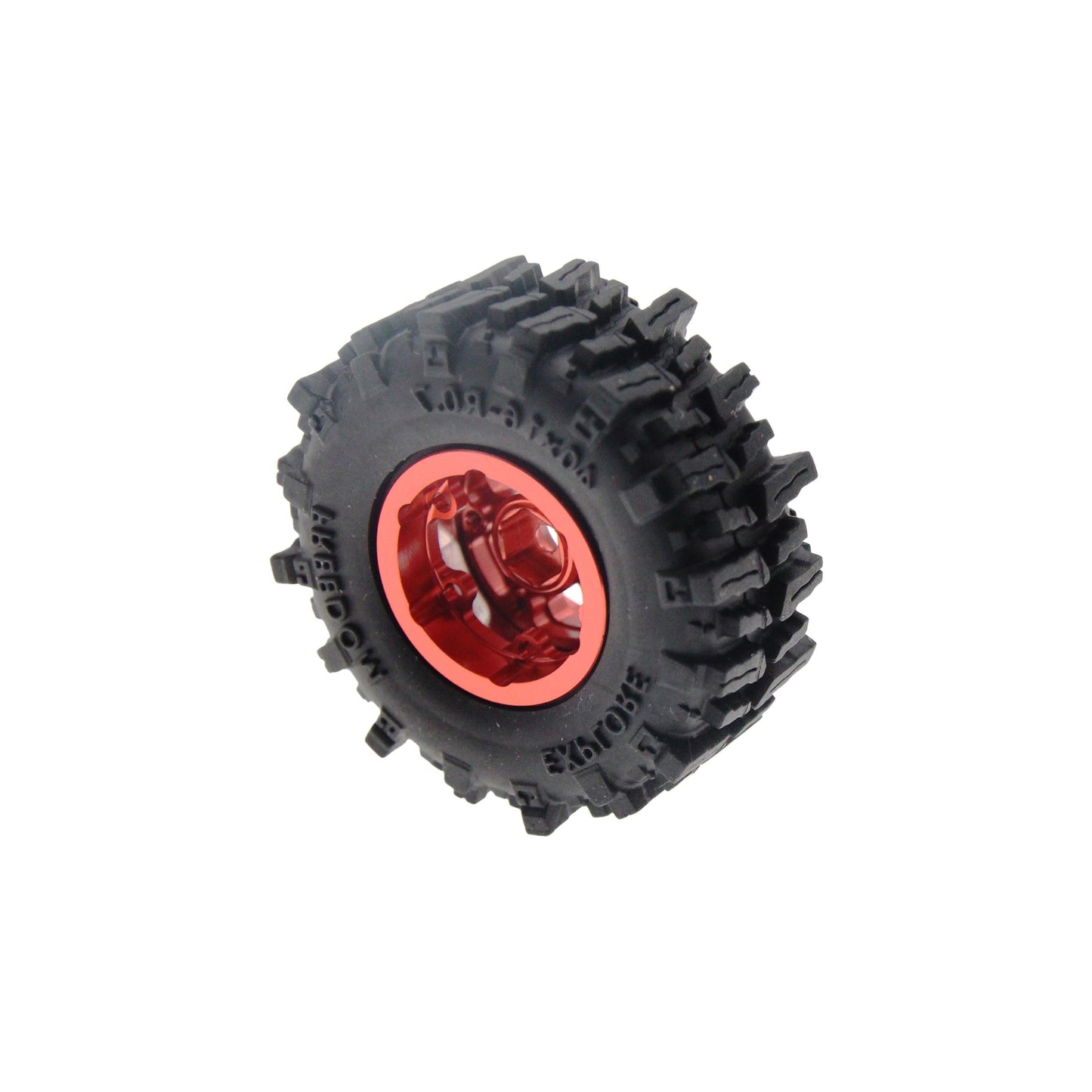 Powerhobby Axial SCX30 0.7" Aluminum Wheels / Tires (4) Red Type B