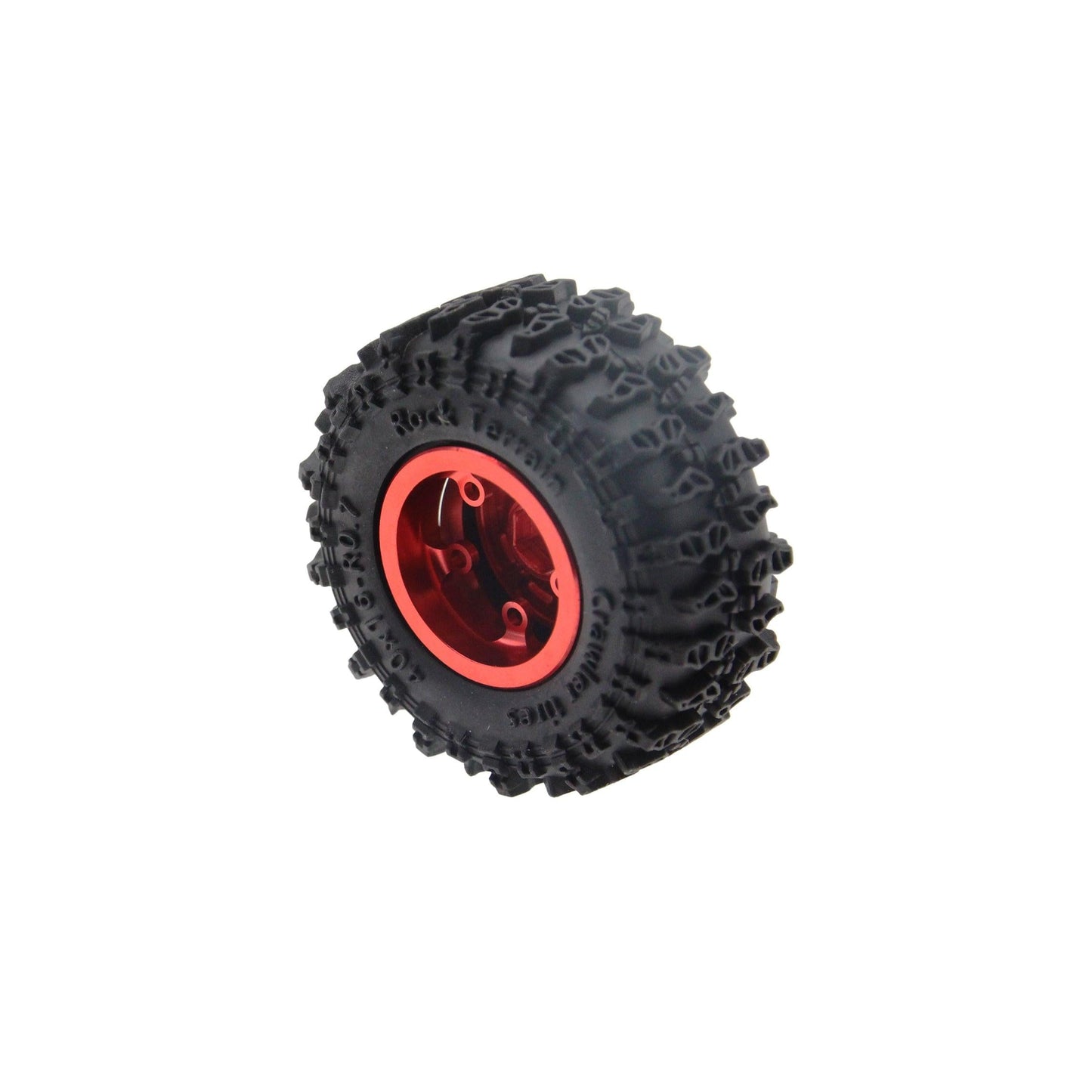 Powerhobby Axial SCX30 0.7" Beadlock Aluminum Wheels / Tires (4) Red Type A