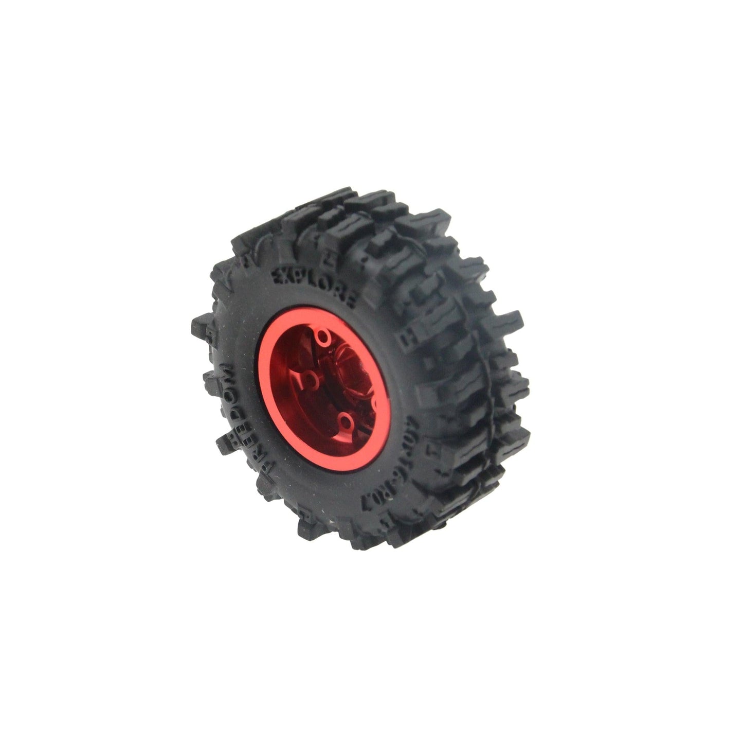 Powerhobby Axial SCX30 0.7" Beadlock Aluminum Wheels / Tires (4) Red Type B