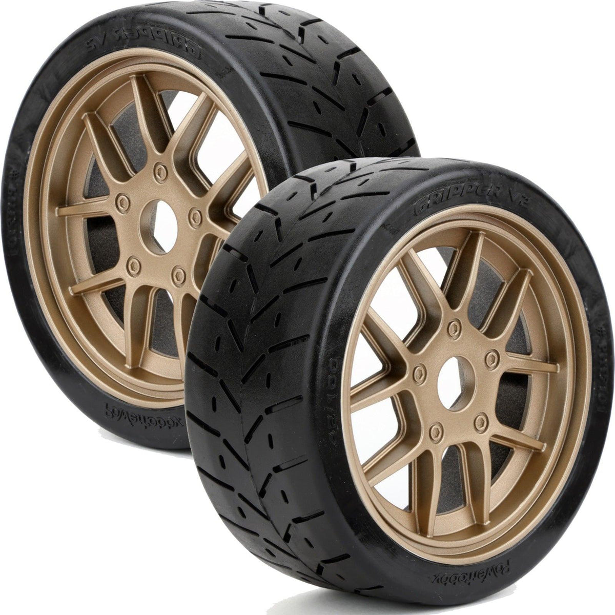 Powerhobby 1/8 Gripper 42/100 Belted Mounted Tires 17mm Gold Wheels V2
