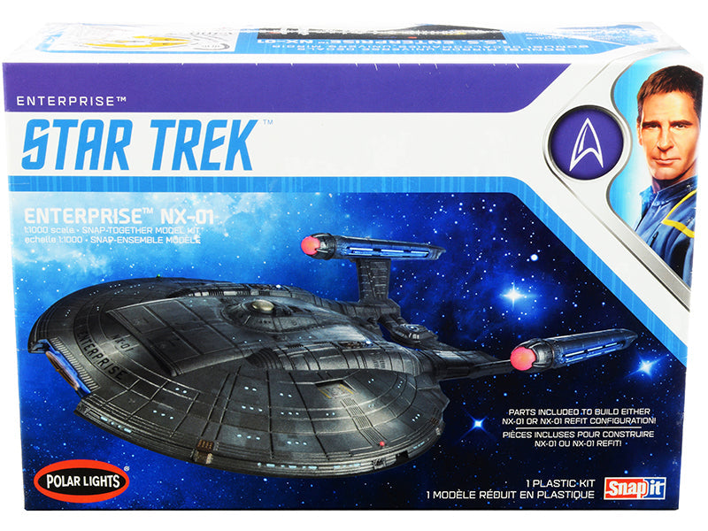 Skill 2 Snap Model Kit Enterprise NX-01 Starship "Star Trek: Enterprise" (2001-2005) TV Series 1/1000 Scale Model by Polar Lights free shipping USA