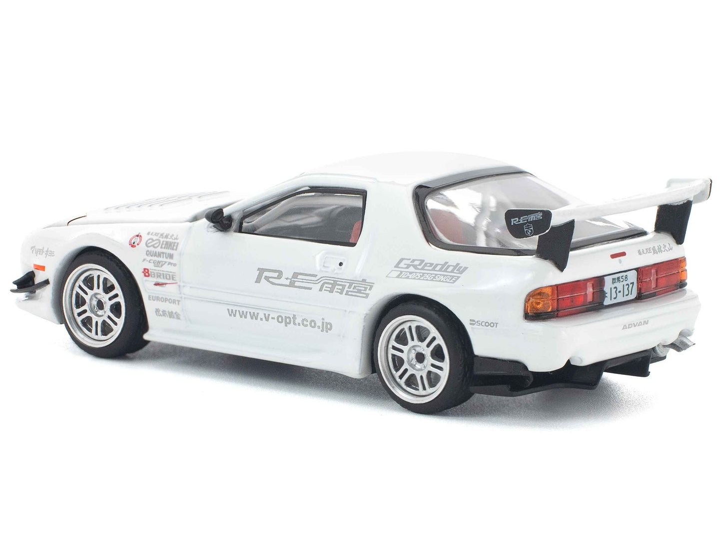Mazda RX7 (FC3S) RE Amemiya RHD (Right Hand Drive) White 1/64 Diecast Model Car by Pop Race