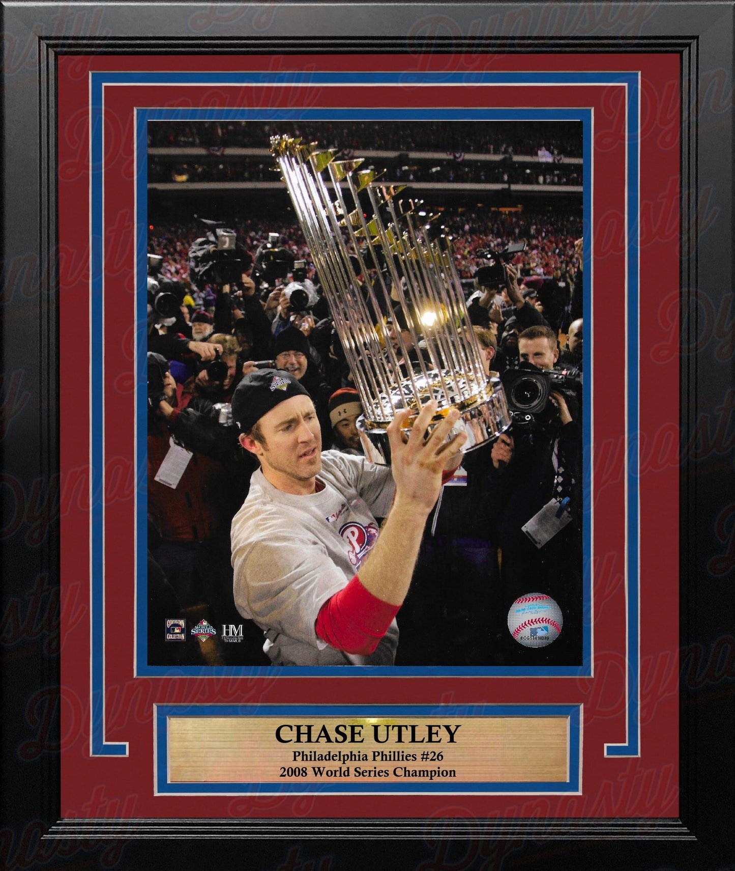 Chase Utley Philadelphia Phillies 2008 World Series Trophy 8" x 10" Framed Baseball Photo