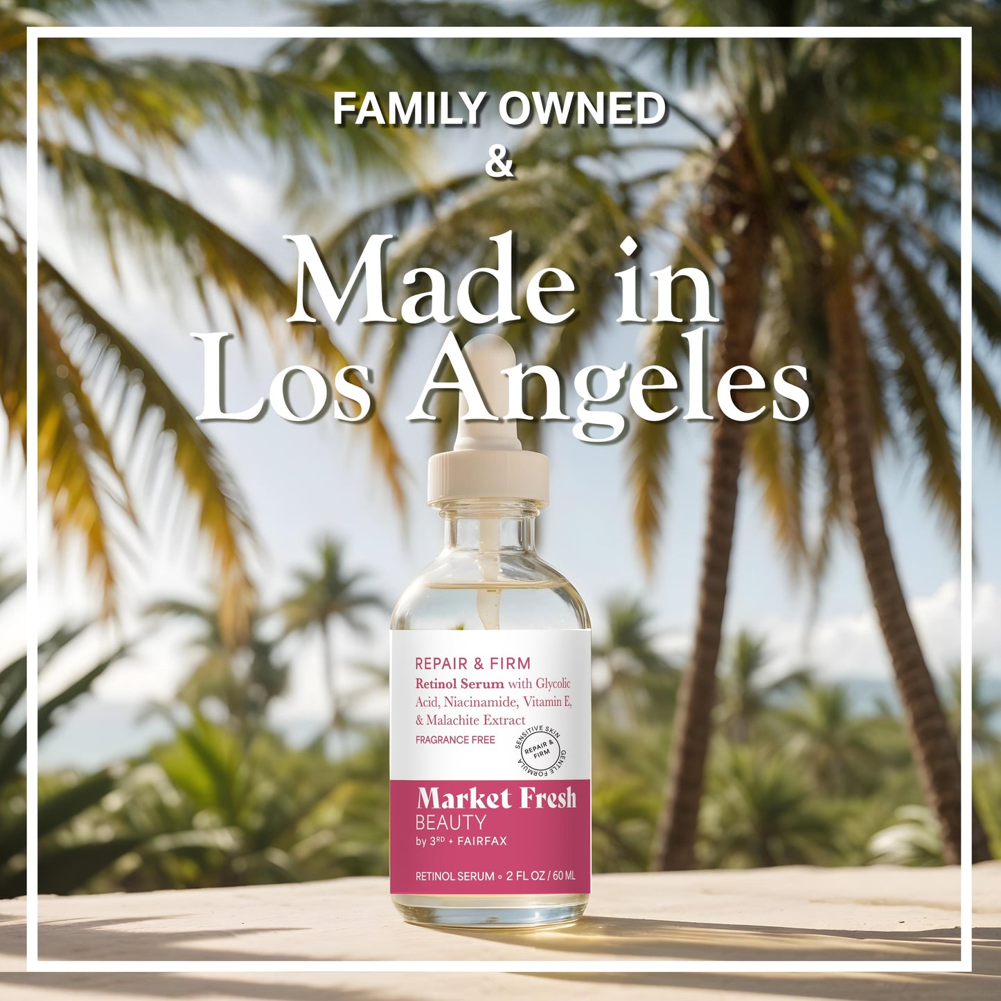 Market Fresh Beauty Retinol Repair & Firm Serum with Niacinamide, Glycolic, Ferulic Acid | Fragrance-Free | 2 fl oz by Los Angeles Brands