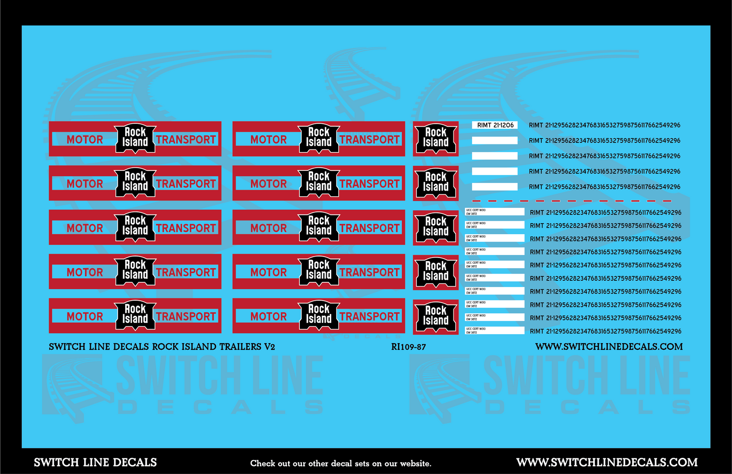 HO Scale Rock Island Trailers V2 Decal Set