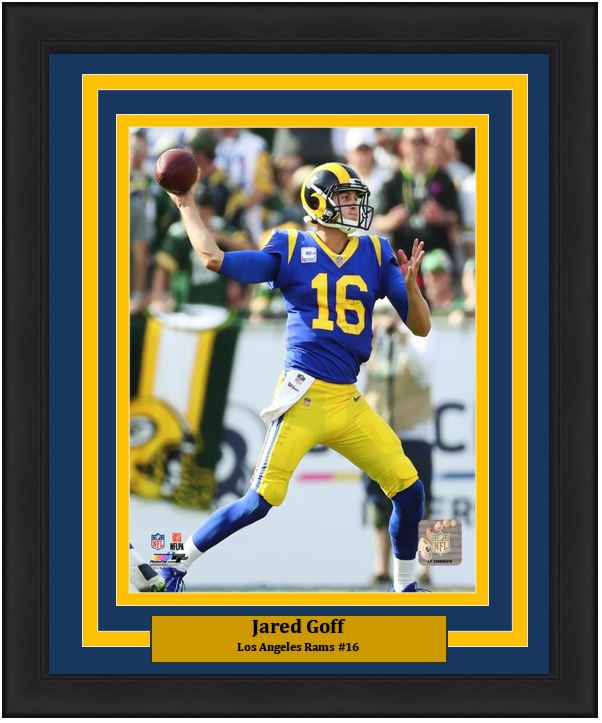 Jared Goff in Action Los Angeles Rams NFL Football 8" x 10" Framed and Matted Photo