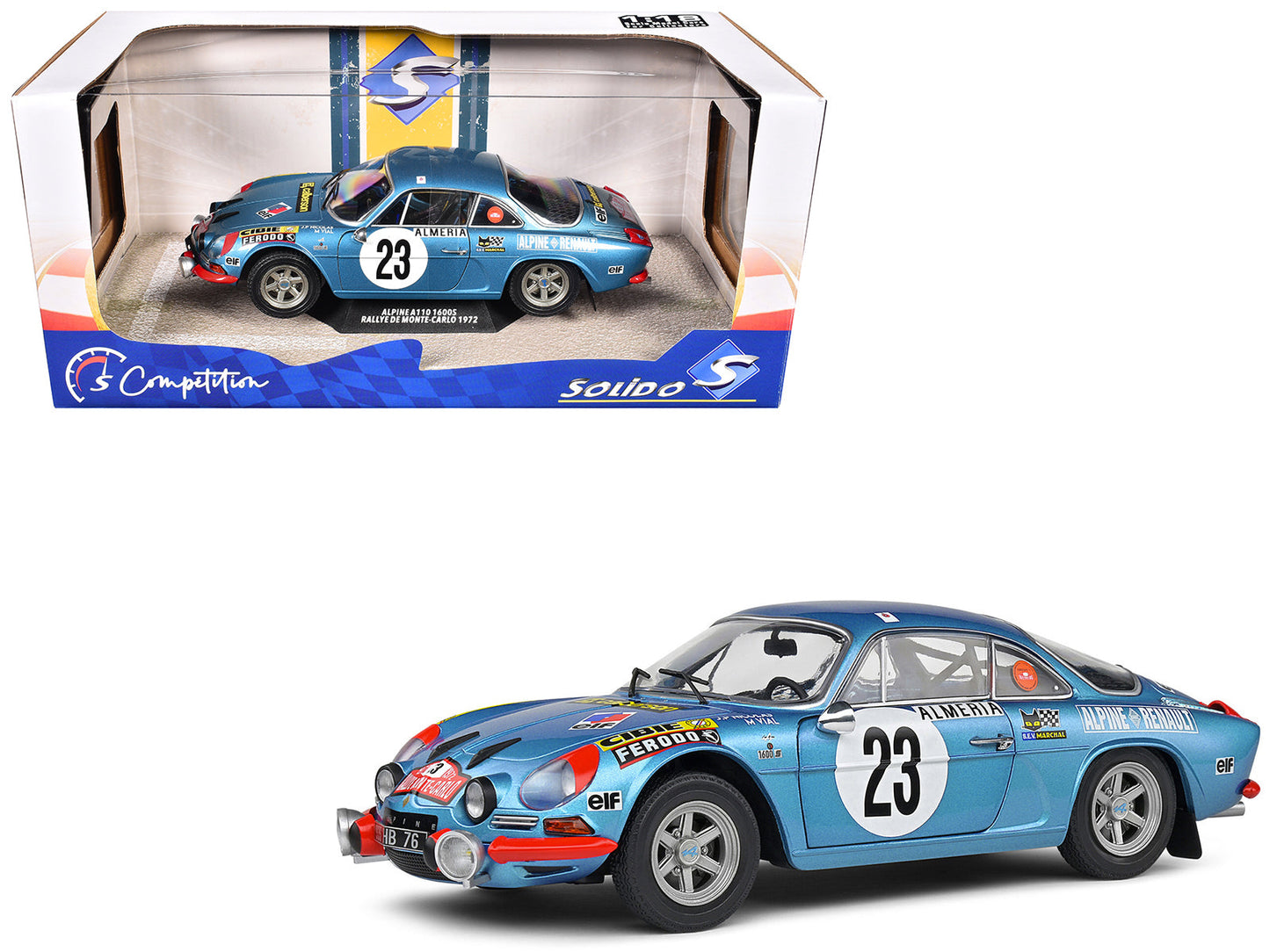 Alpine A110 1600S #23 Jean-Pierre Nicolas - Michel Vial "Rallye Monte-Carlo" (1972) "Competition" Series 1/18 Diecast Model Car by Solido free shipping USA