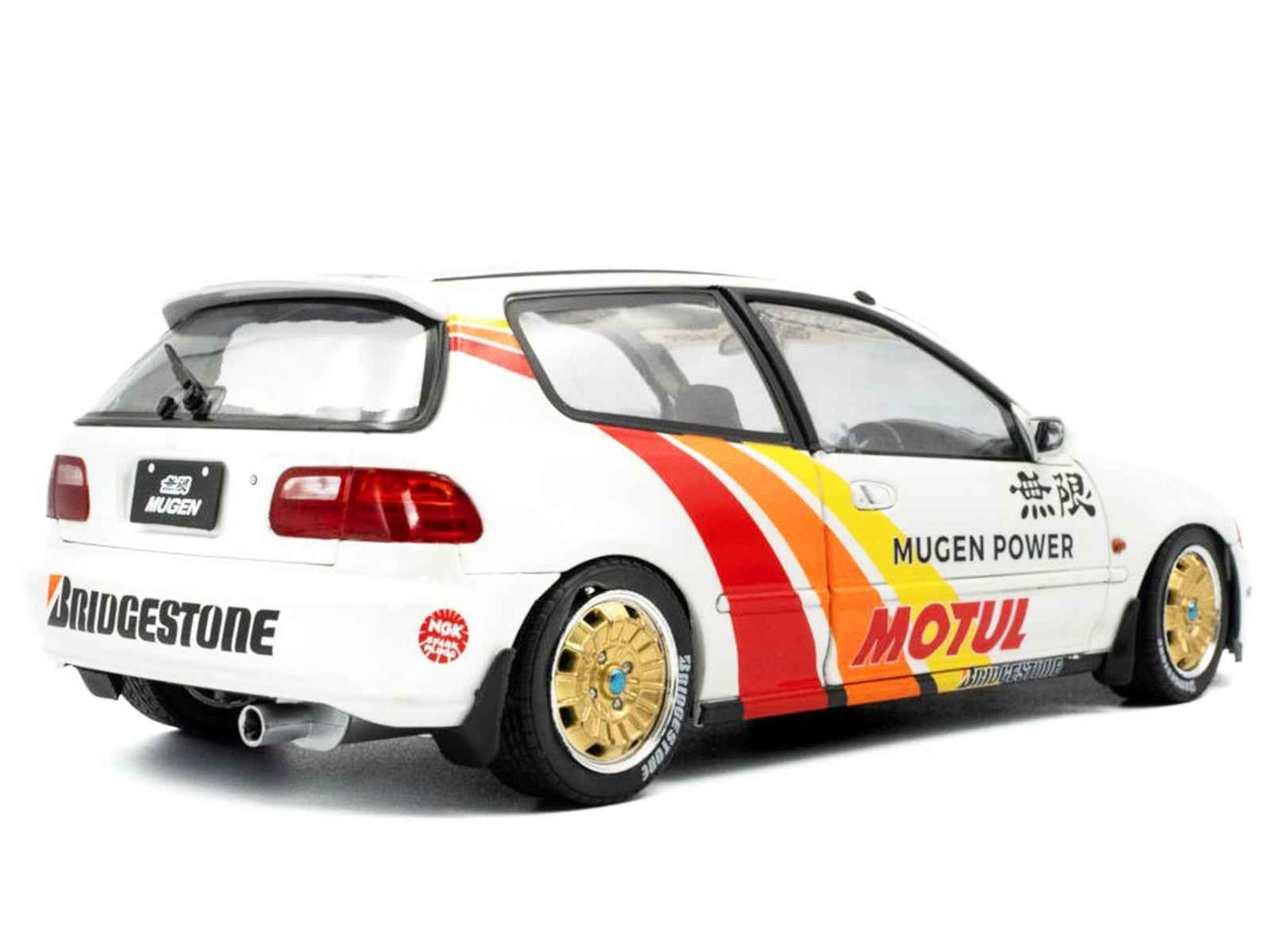 1991 Honda Civic (EG6) RHD (Right Hand Drive) "Mugen Racing" White with Stripes 1/18 Diecast Model Car by Solido