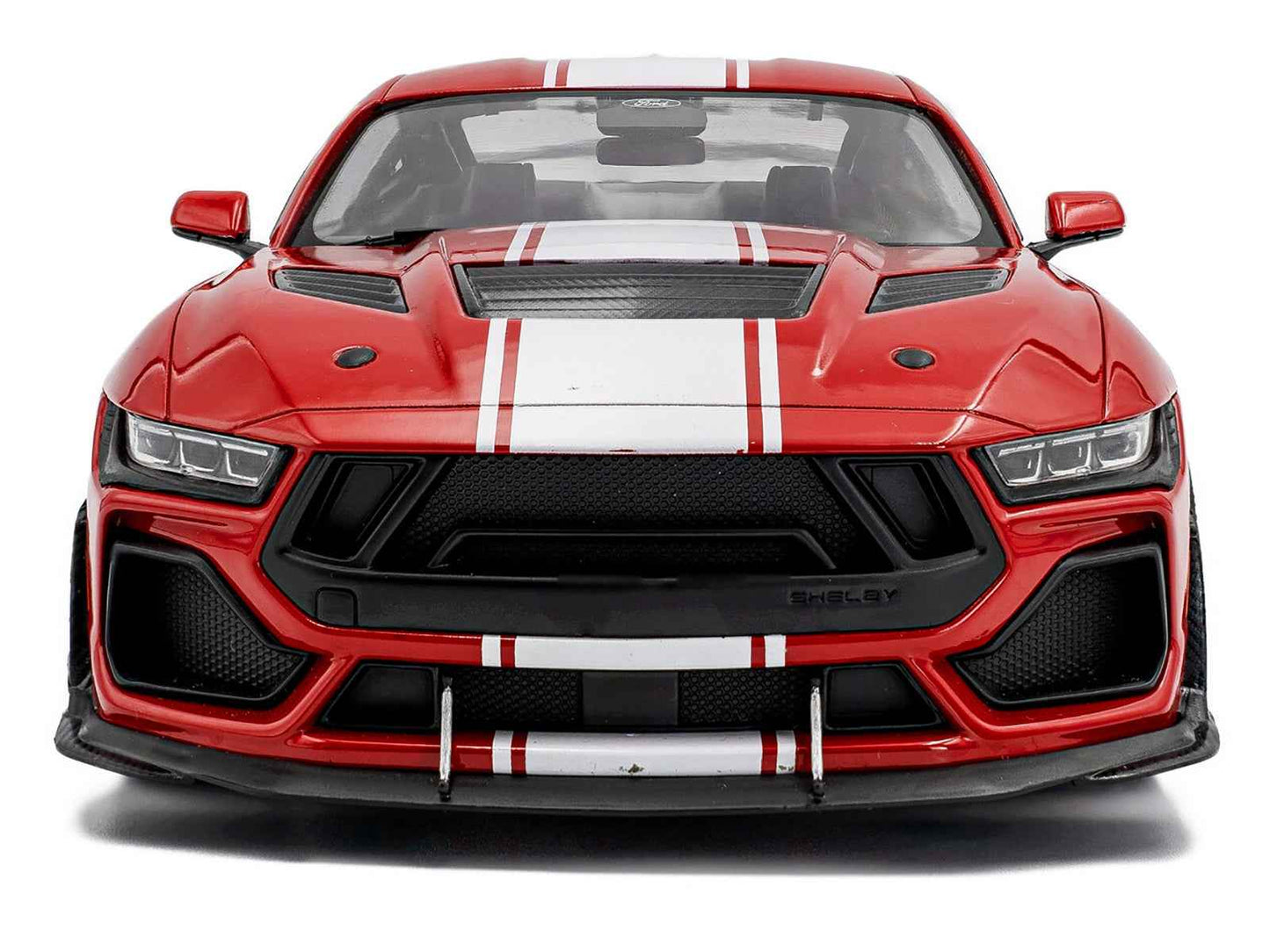 2024 Ford Shelby Mustang Super Snake Race Red with White Stripes 1/18 Diecast Model Car by Solido