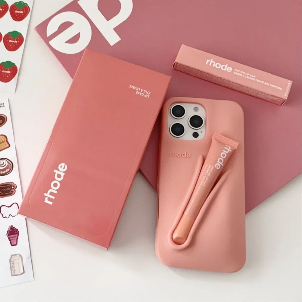 4 Piece Gift Set Rhode Lip iPhone Case With Shopping Bag