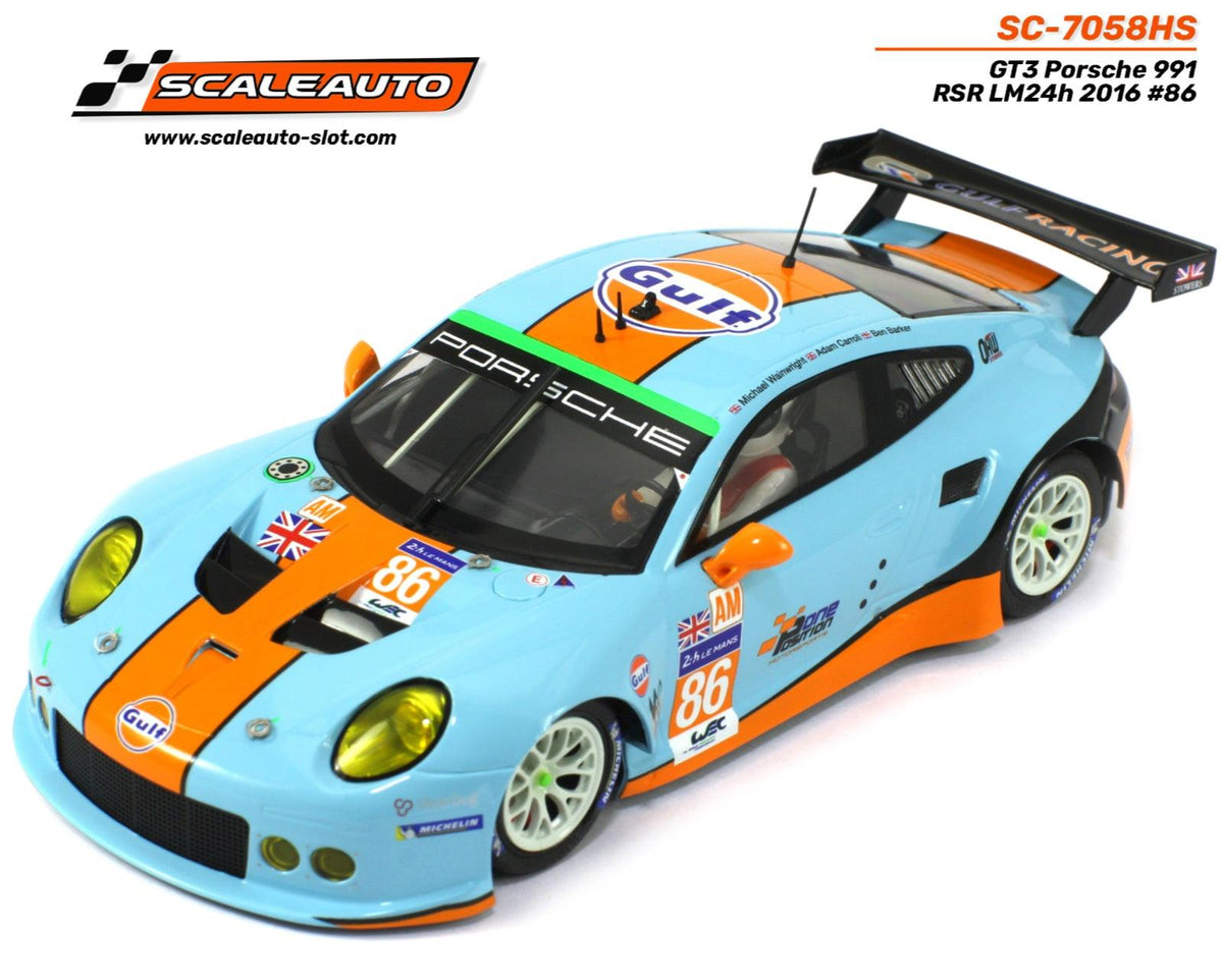 Scaleauto Porsche 991 RSR Gulf Le Mans 24h 2016 1/24 Slot Car RC3 Chassis