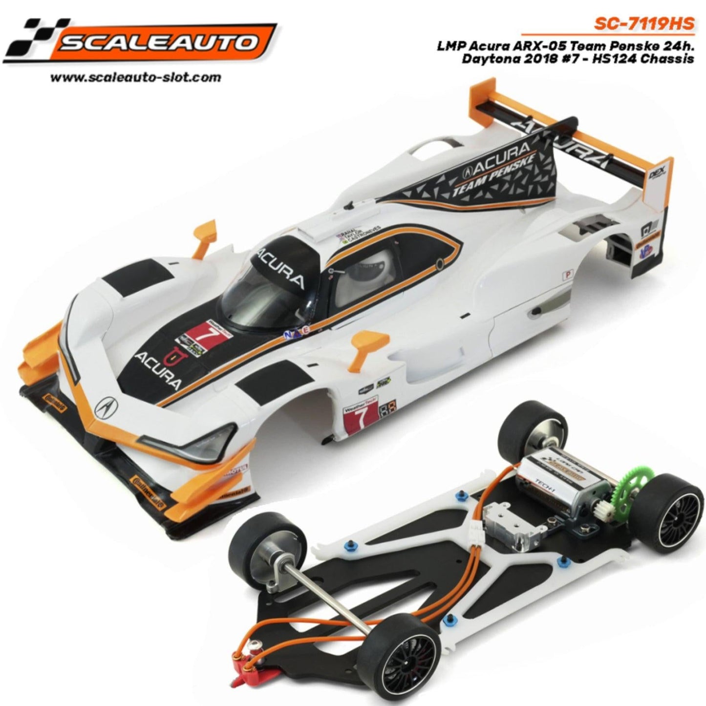 Scaleauto Acura ARX-05 LMP Daytona 1/24 Slot Car HS124-LMP Chassis