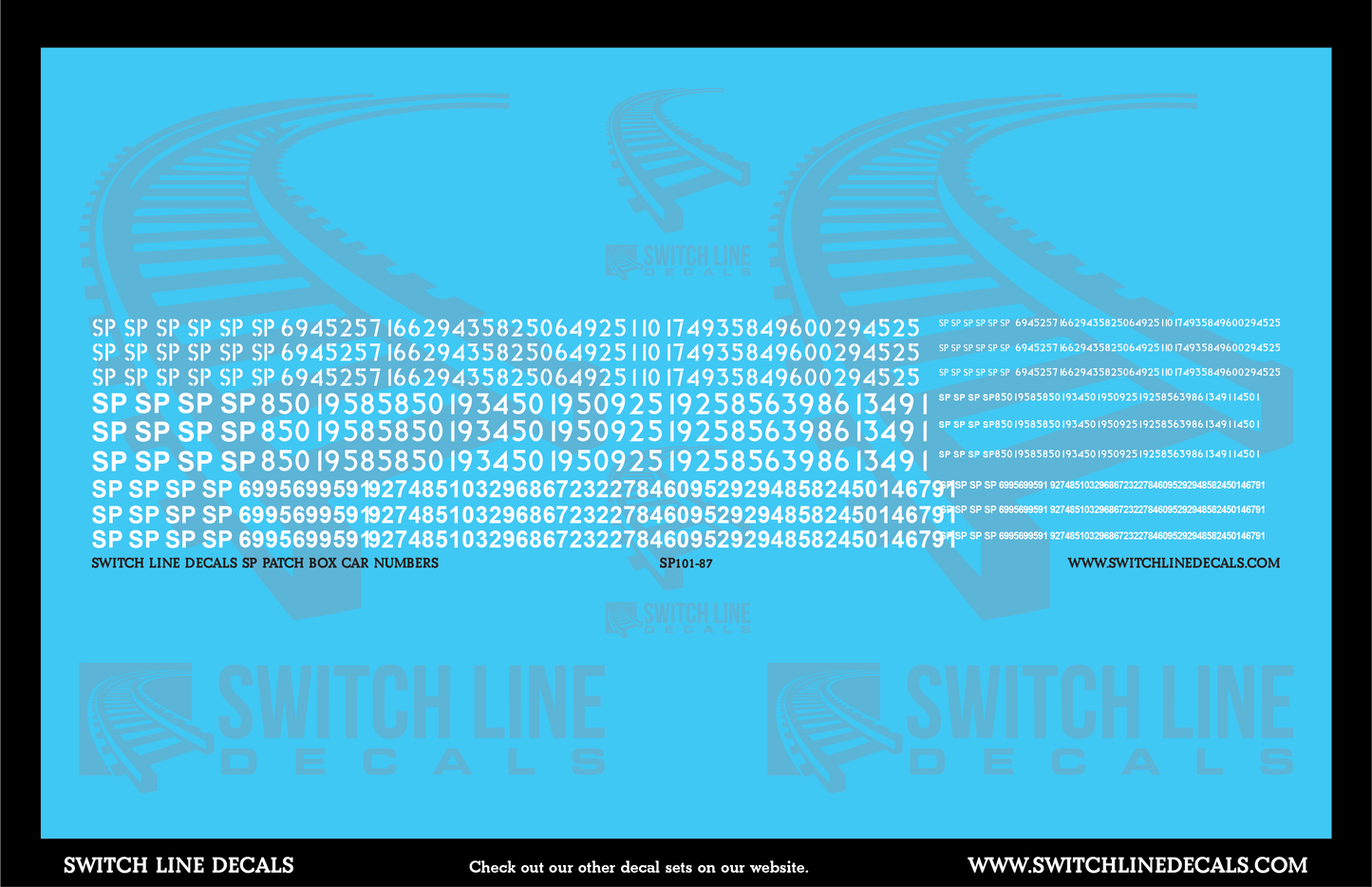 HO Scale SP Patch Box Car Numbers Decal Set