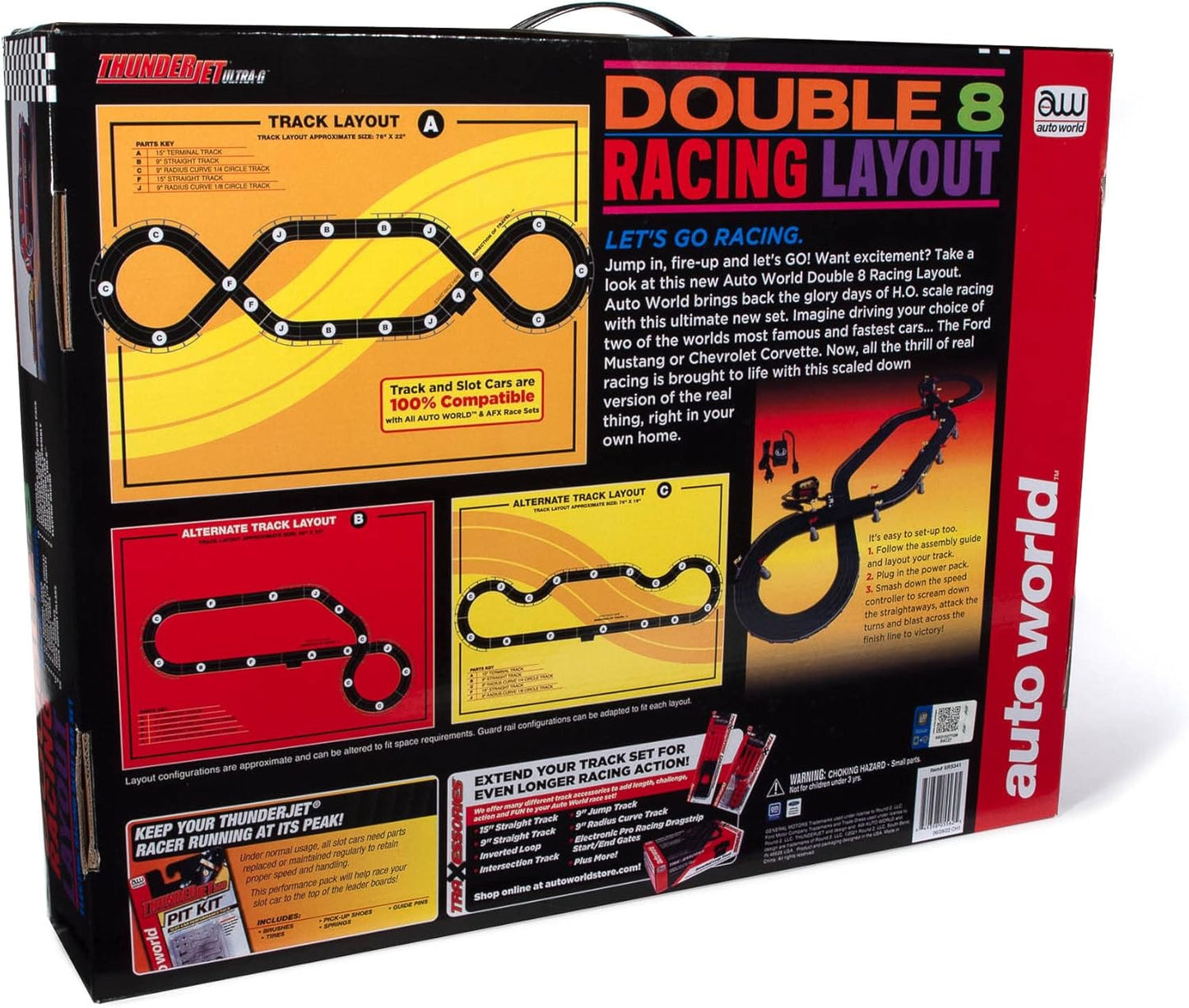 Auto World Double 8 HO Slot Race Set AFX SRS341 Ford Mustang Corvette